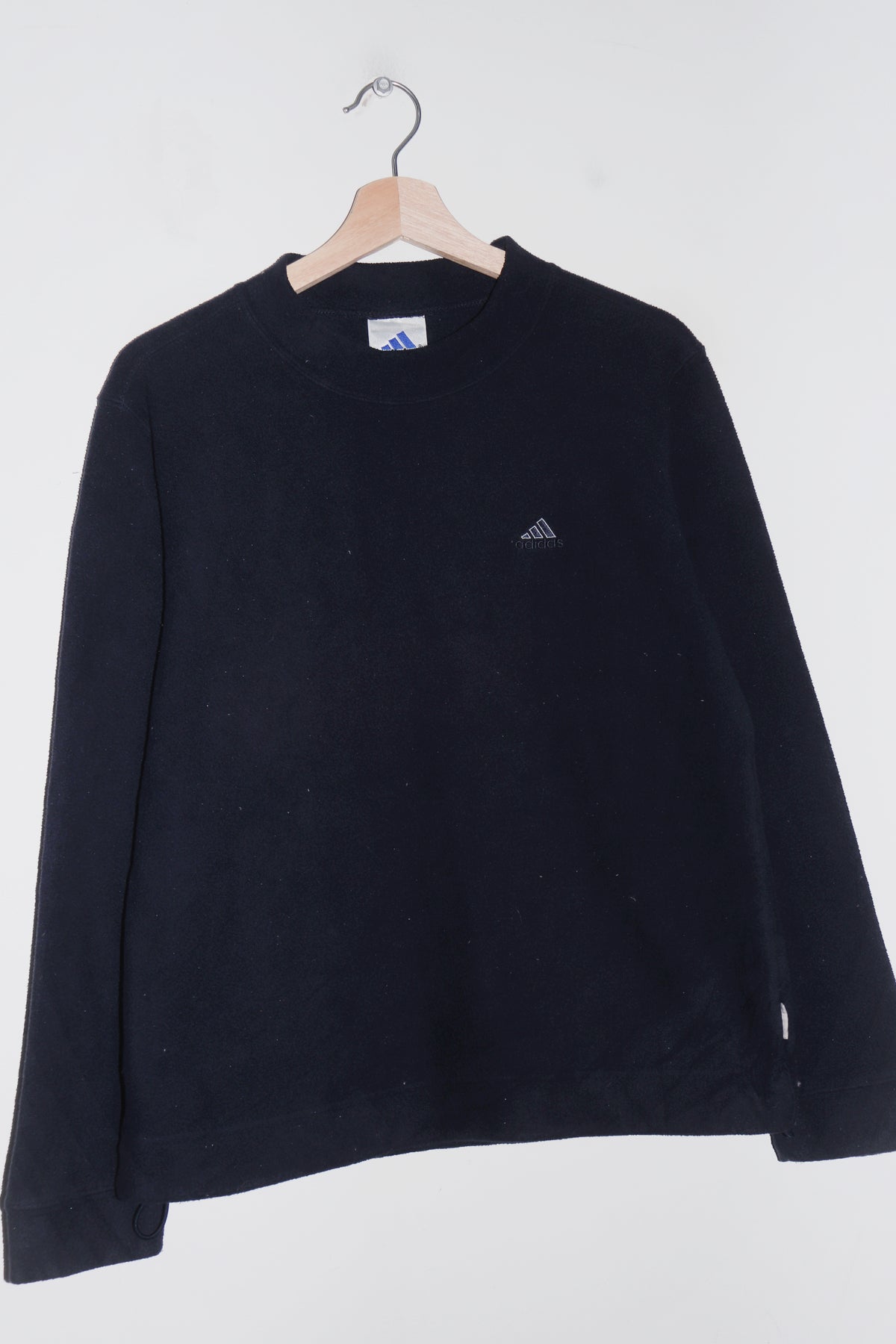 Vintage Adidas Embroidered Logo Navy Fleece Jumper (2001) (M-L)