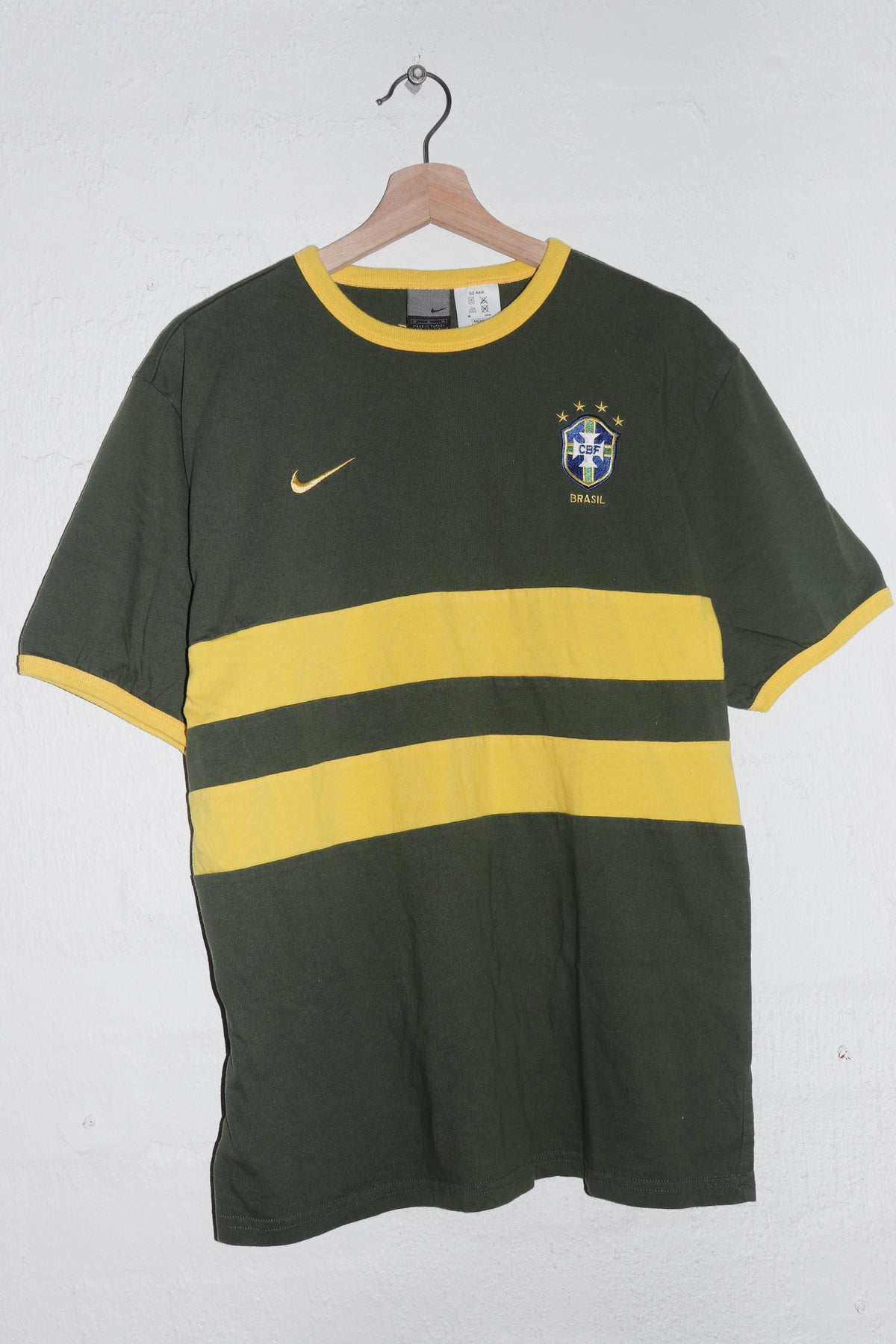 Vintage Nike Brazil Mini Swoosh Football Ringer Tee (Rare) (M)