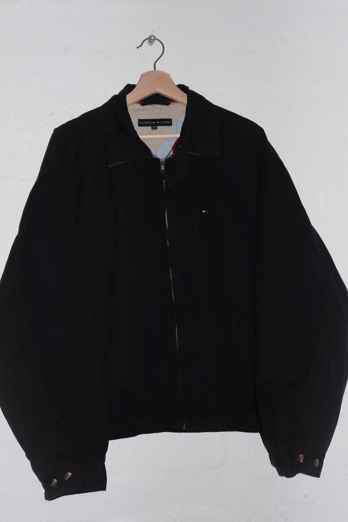 Tommy Hilfiger Embroidered Logo Faded Black Harrington Jacket (M-L)