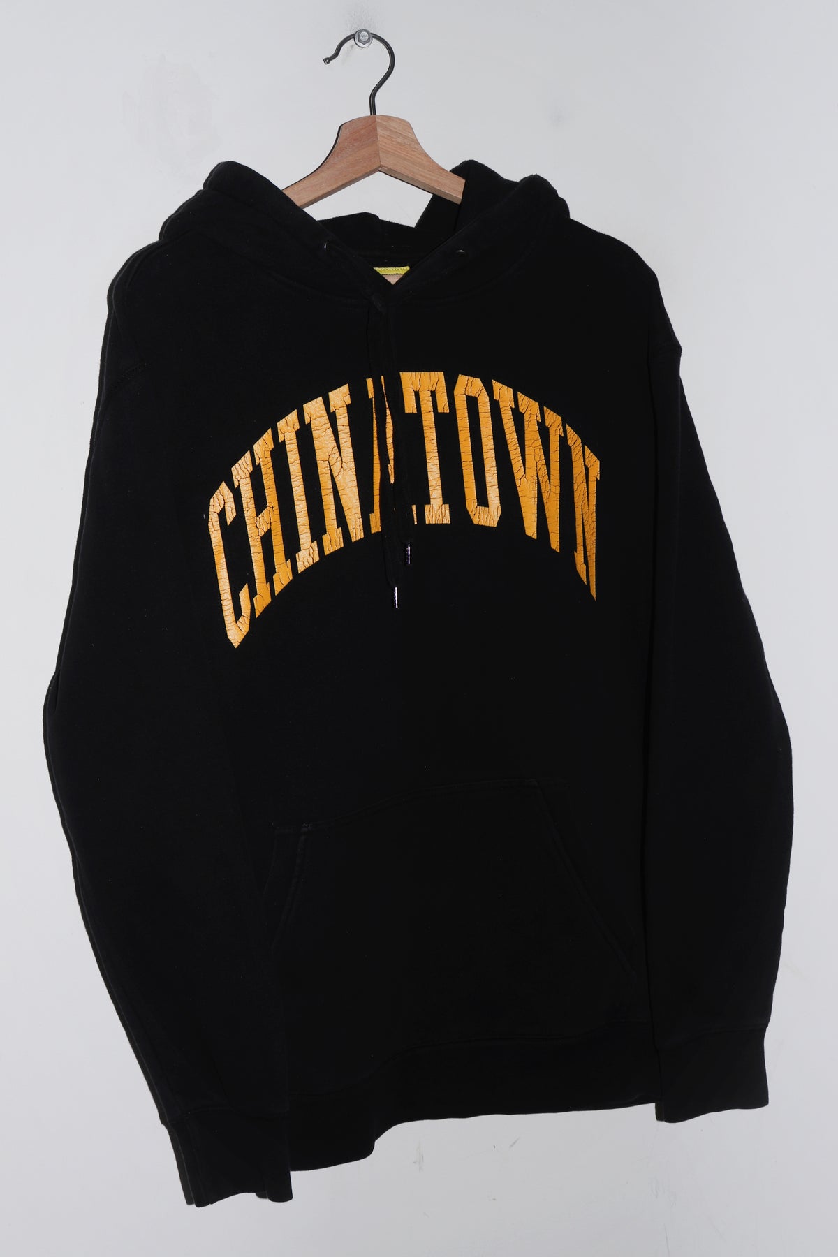 Chinatown Market Yellow Arc Spellout Black Hoodie (M-L)