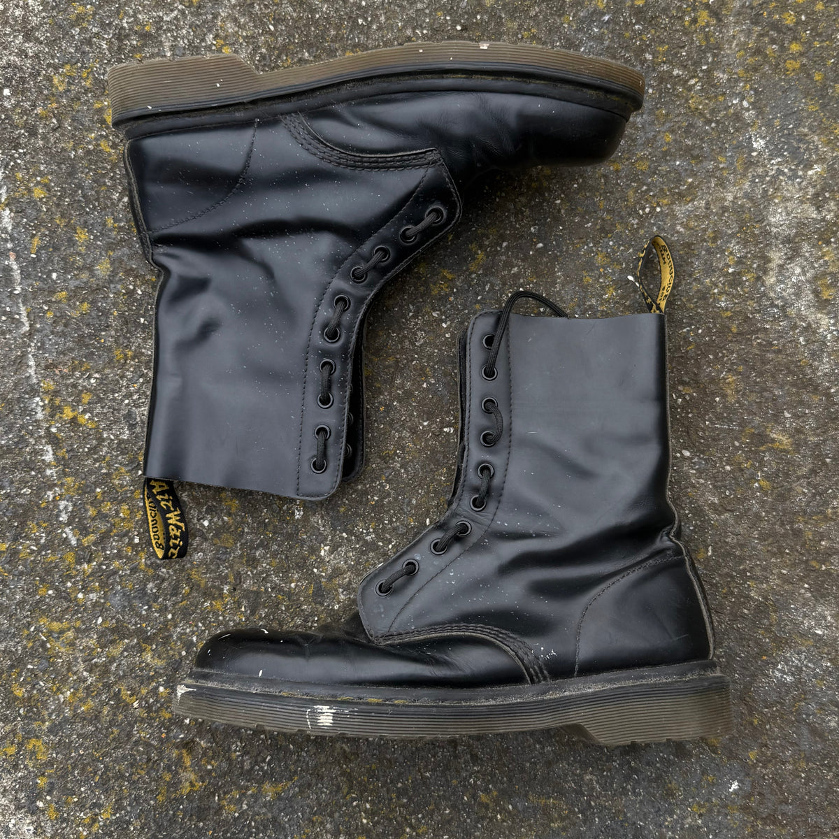 Dr Martens 1461 Black Leather High Top Paint Splattered Boots (US10)