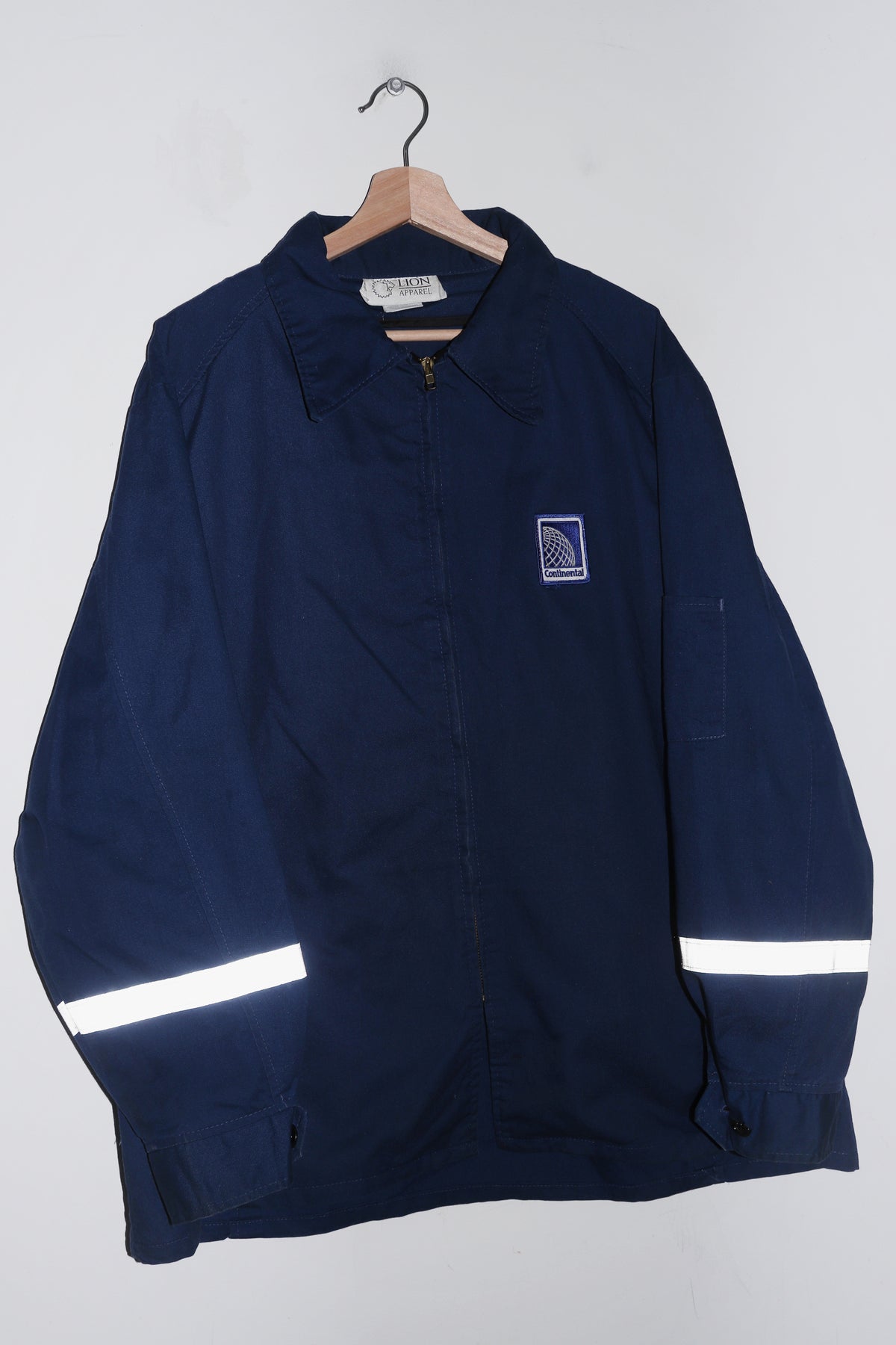 Vintage 90s USA Workwear Thick Navy Canvas High Reflective Collared Jacket(L-XL)