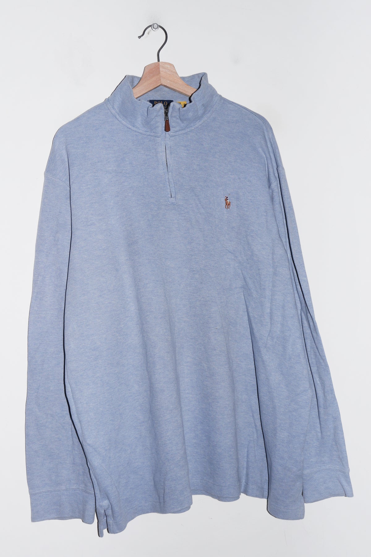 Polo Ralph Lauren Embroidered Logo Light Blue Knitted Quarter Zip Jumper (XXL)