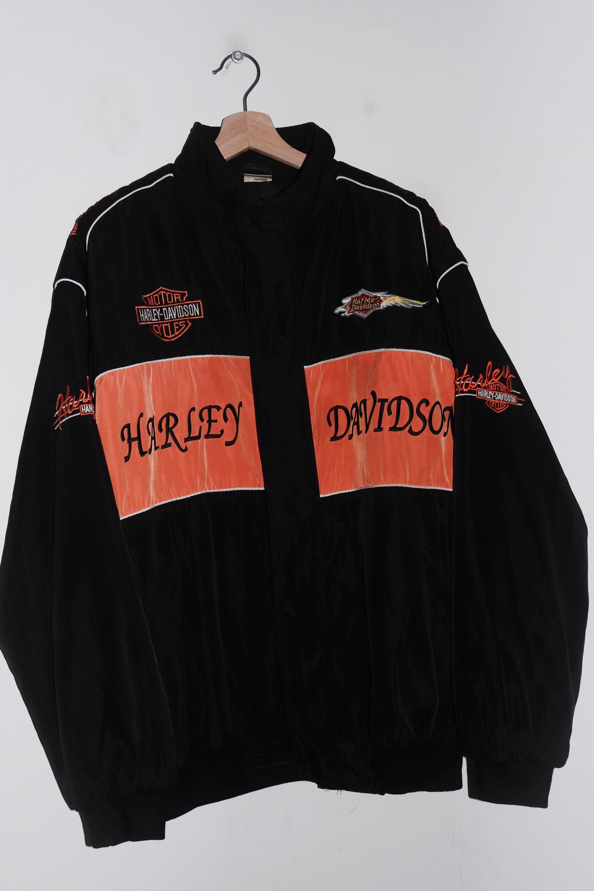 Vintage Harley Davidson Embroidered Graphic Padded Racing Jacket (L-XL)