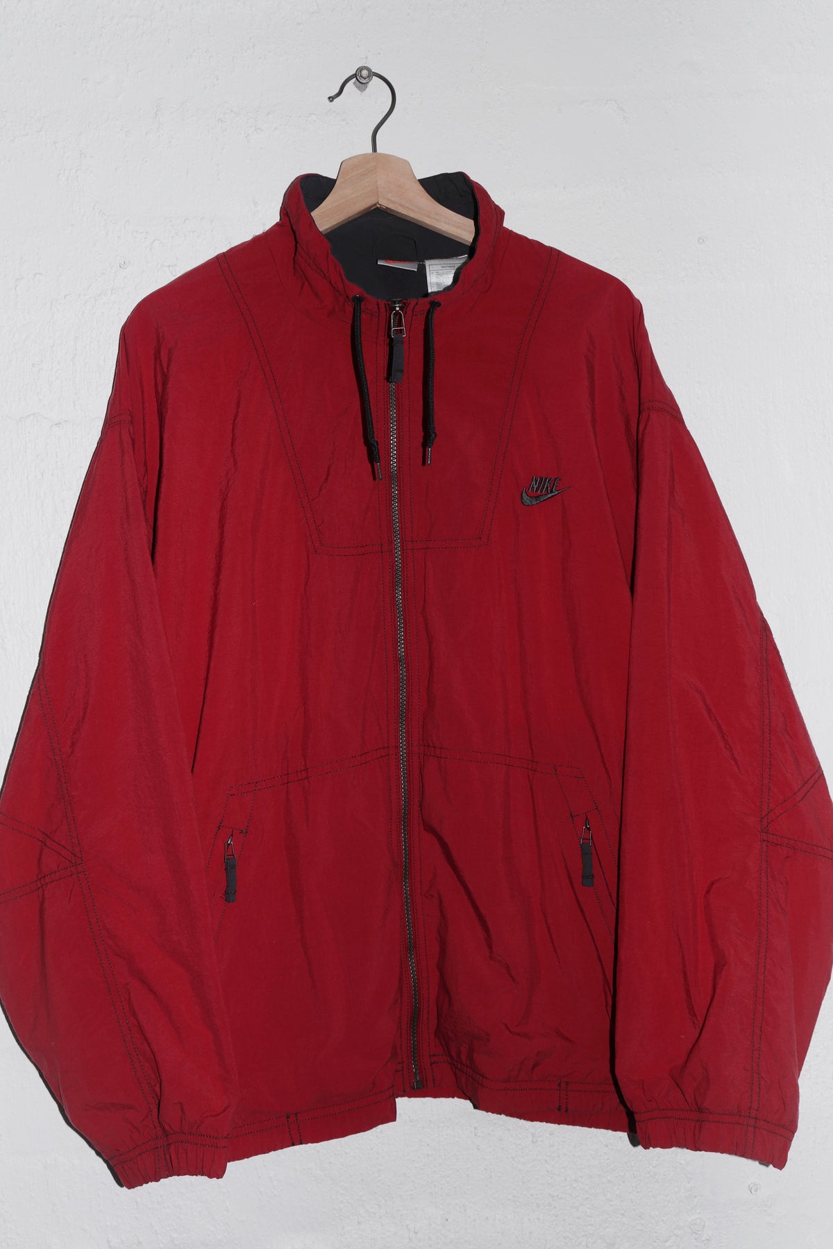 Vintage 90s Nike Embroidered Mini Swoosh Red Track Jacket (L)