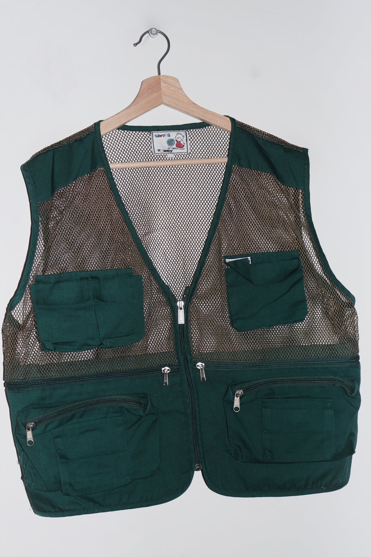 Old School Cargo Pocket Forest Green Outerwear Vest (M)