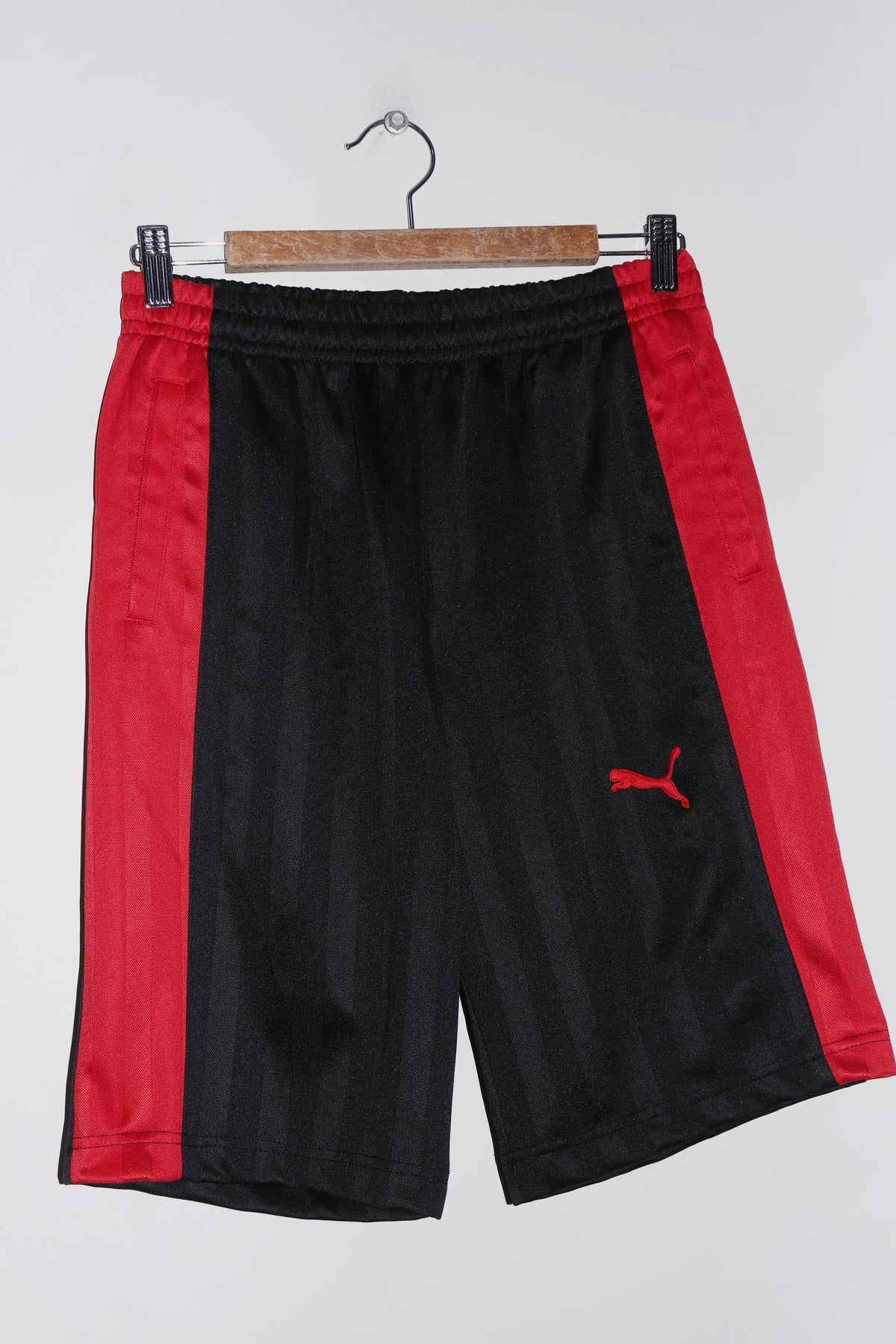Old School Puma Embroidered Logo Black Track Shorts (28-30/8-10)