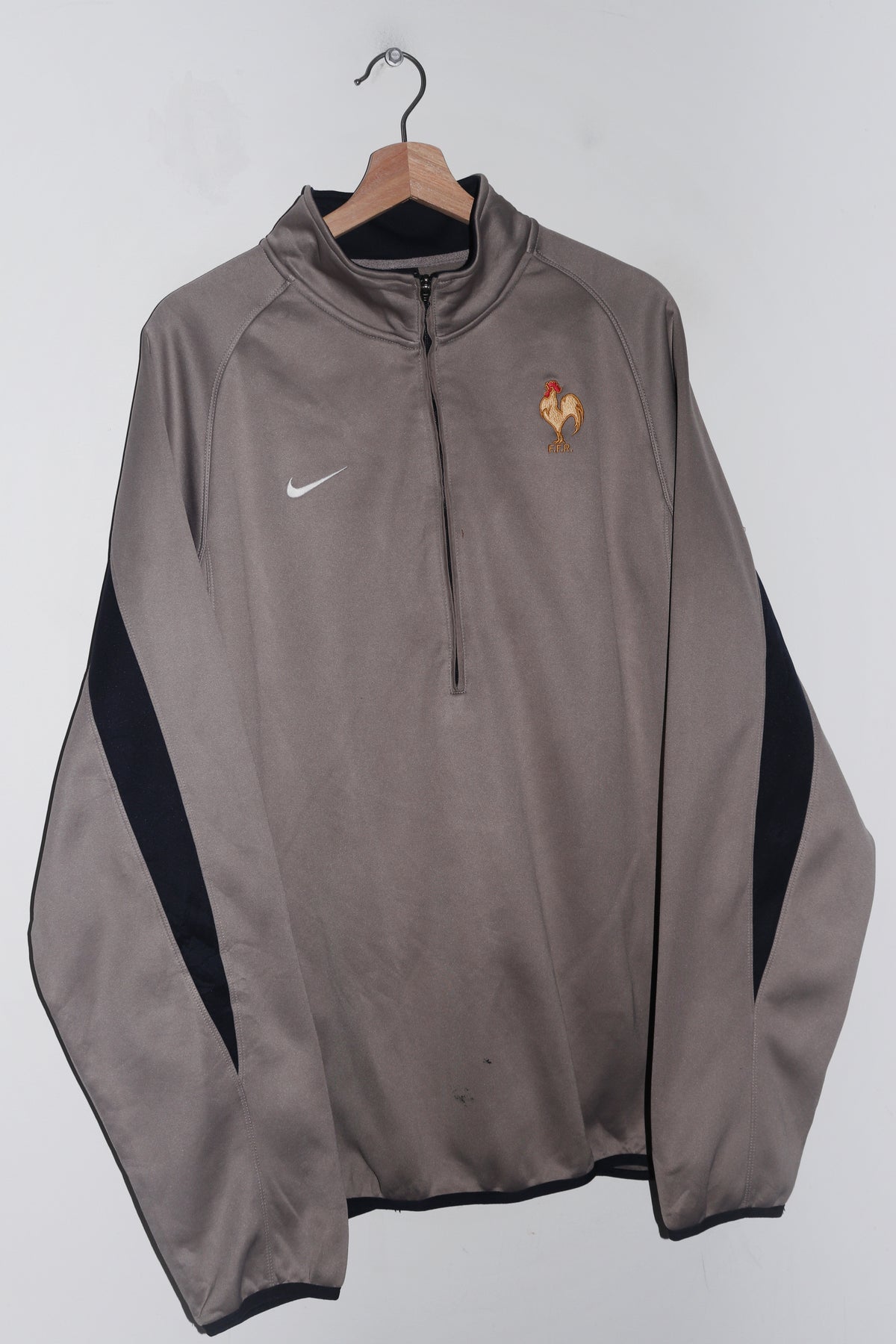 Vintage Nike France Rugby Therma-Fit Lined Quarter Zip Training Jumper (XXL)