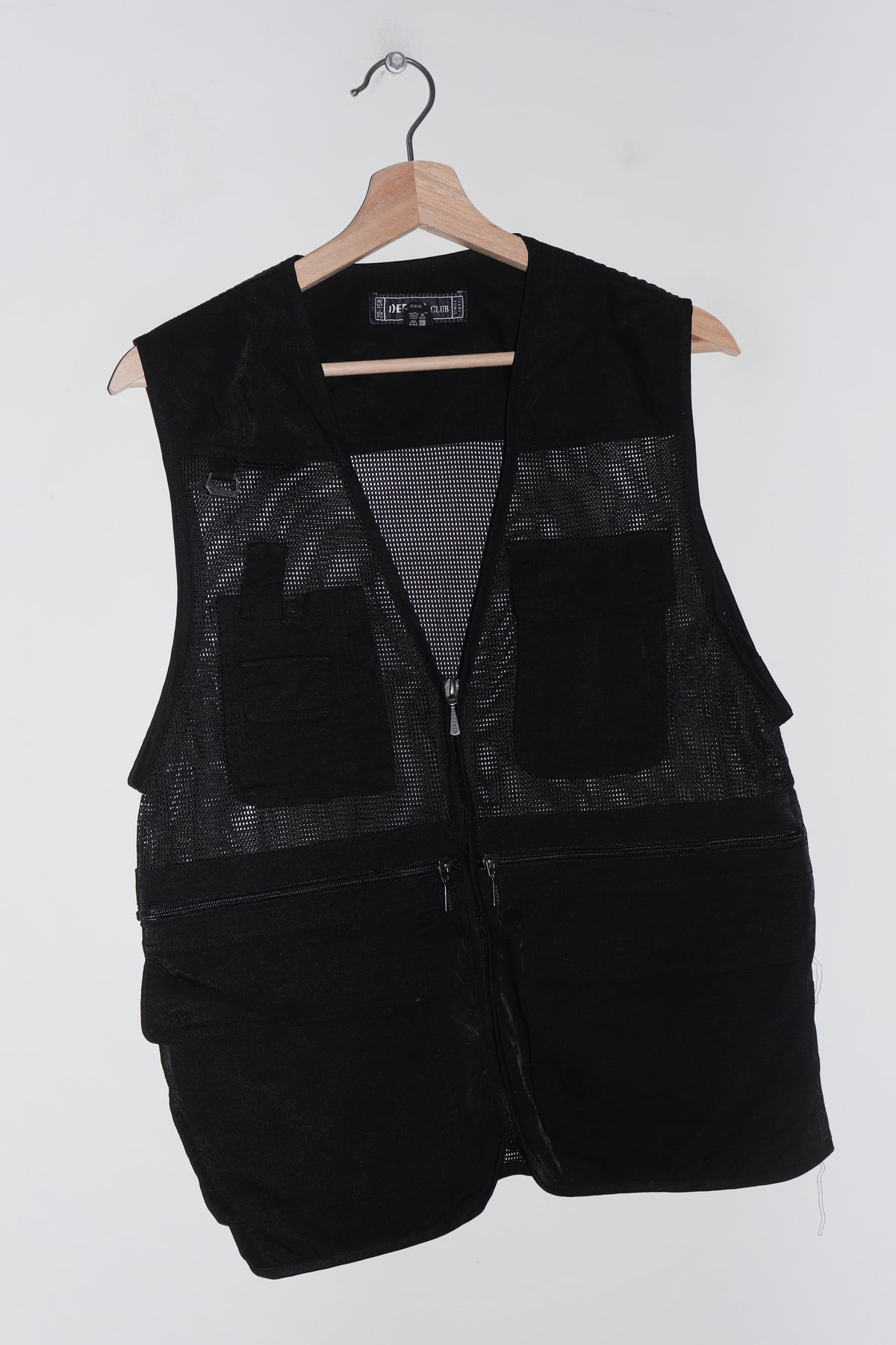 Old School Korean Cargo Pocket Black Outerwear Vest (M)