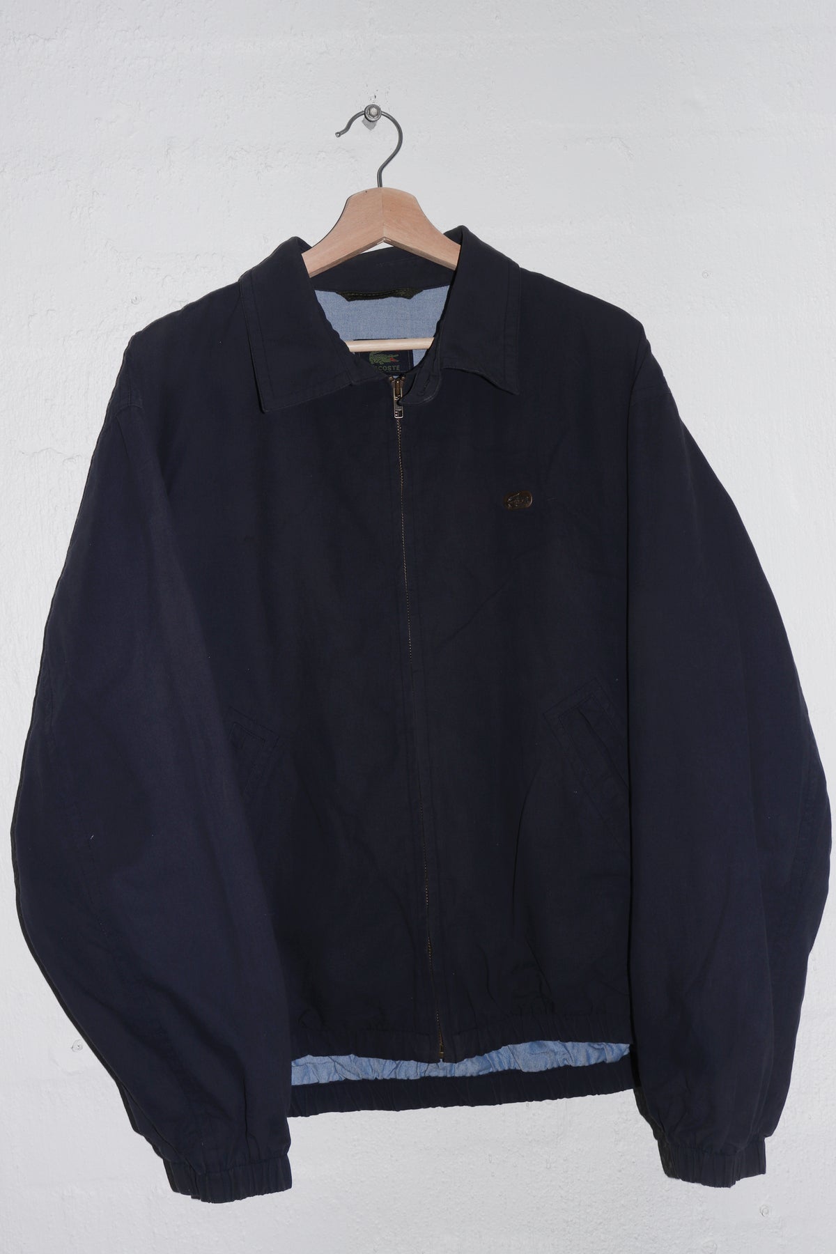 Vintage Lacoste Metal Logo Faded Navy Harrington Jacket (L)