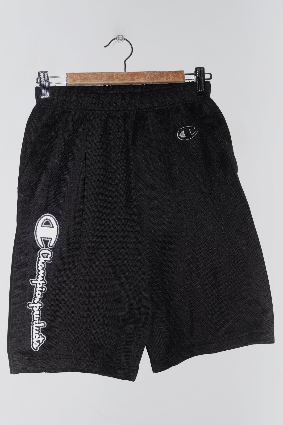 Vintage Champion High Reflective Logo Black Track Shorts (28-30/8-10)