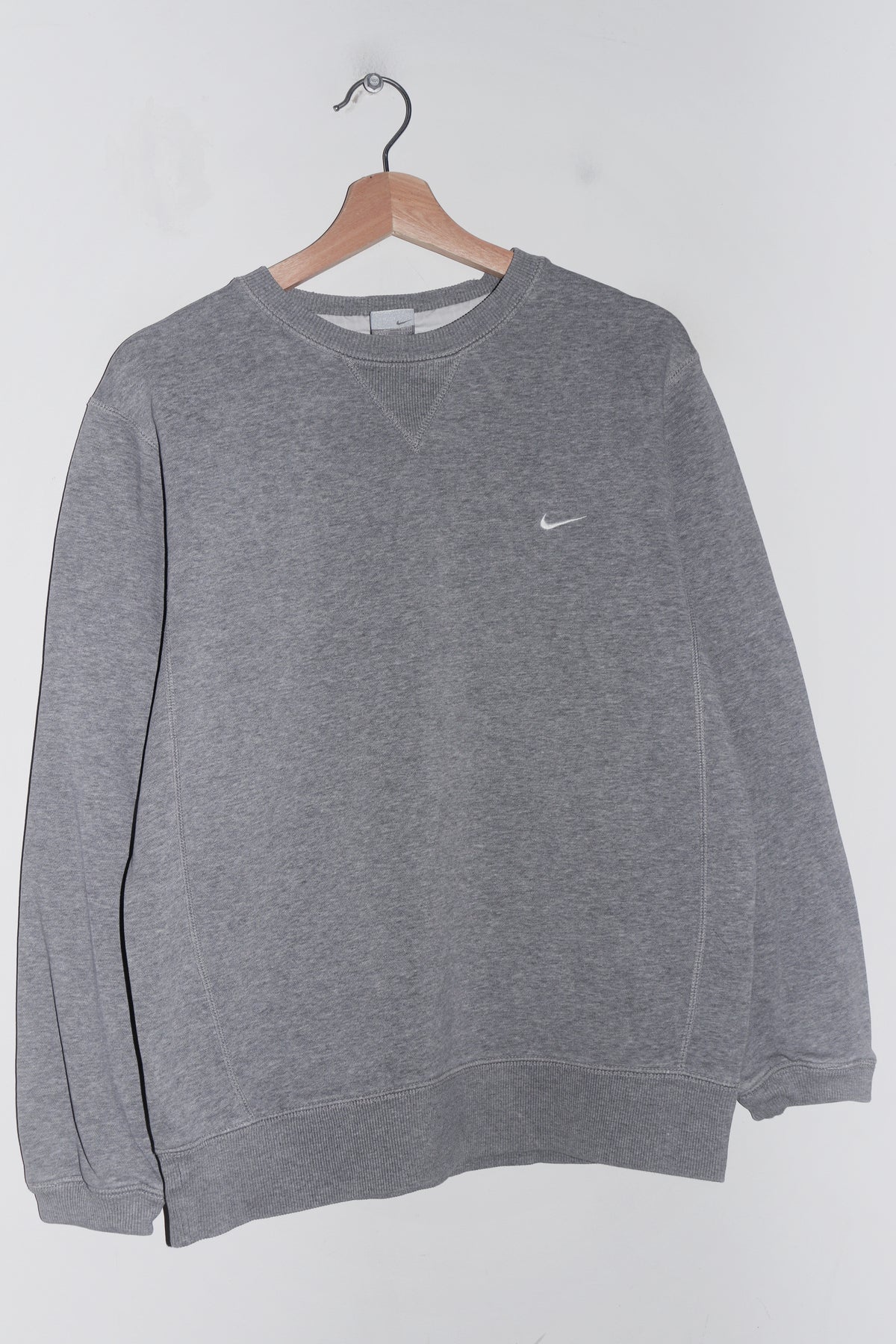 Vintage Nike Embroidered Mini Swoosh Thick Grey Sweatshirt (M)