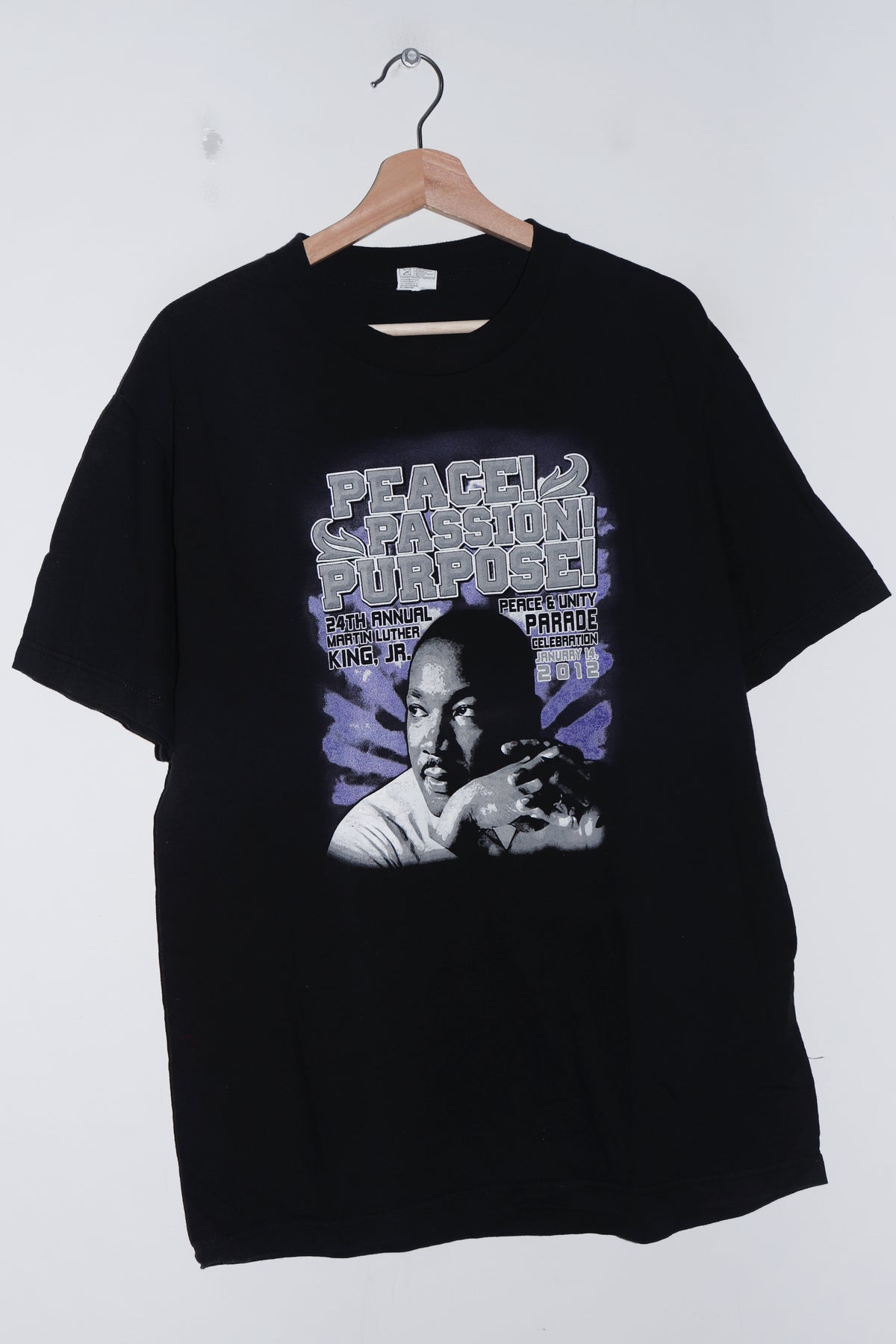 Martin Luther King Jr. Peace Passion Purpose Double Sided Graphic Tee (L)