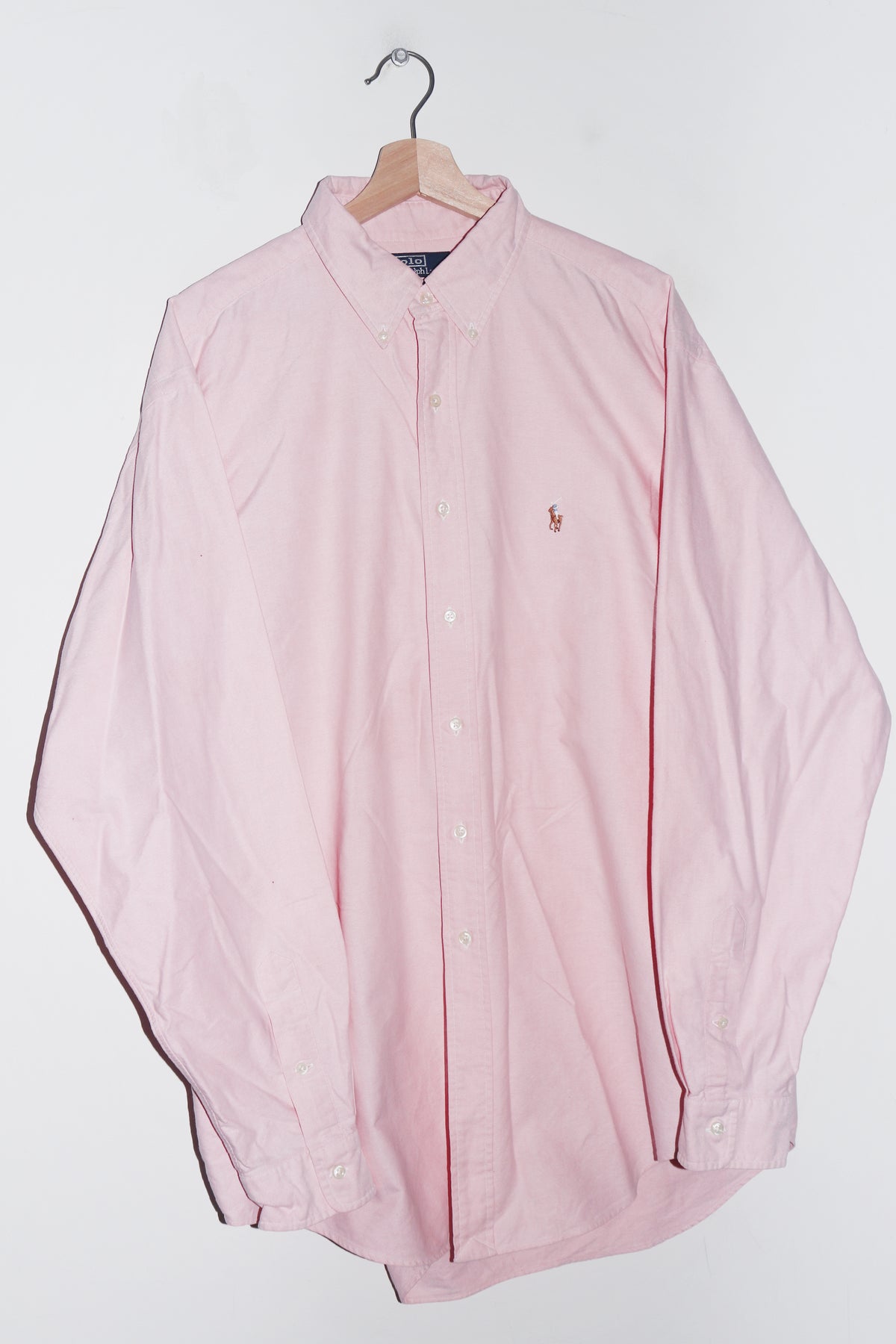 Old School Polo Ralph Lauren Embroidered Logo Thick Button Up Shirt (XXL)
