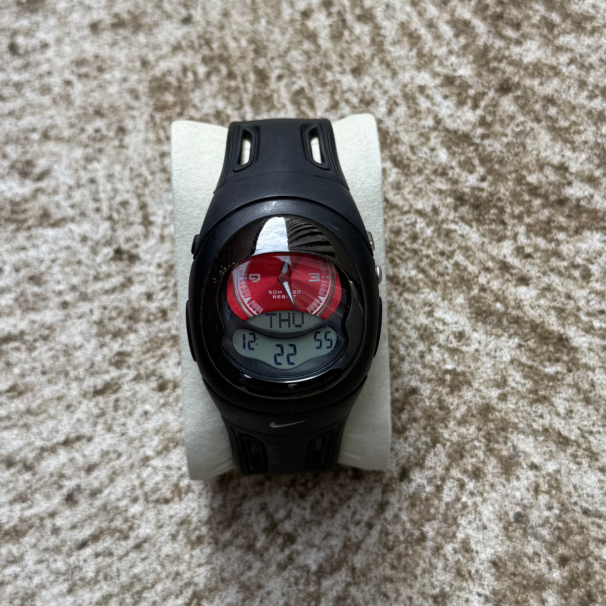 Vintage Nike Covert Black / Red Dual Time Watch (Rare)