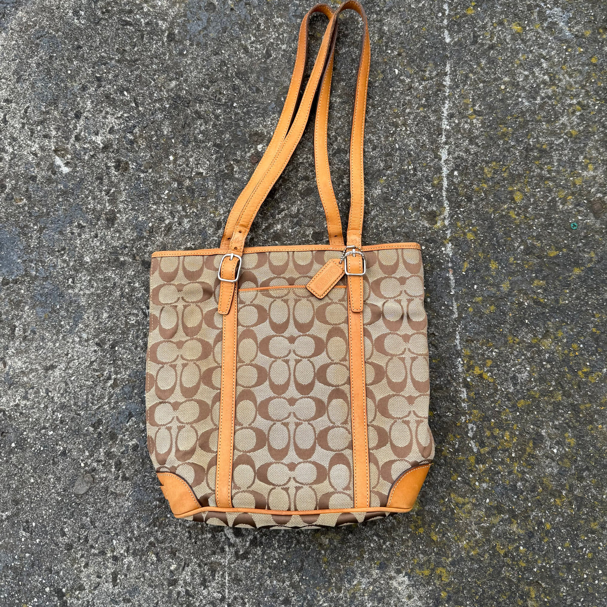 Old School Coach Monogram Leather Strap Shoulder Bag