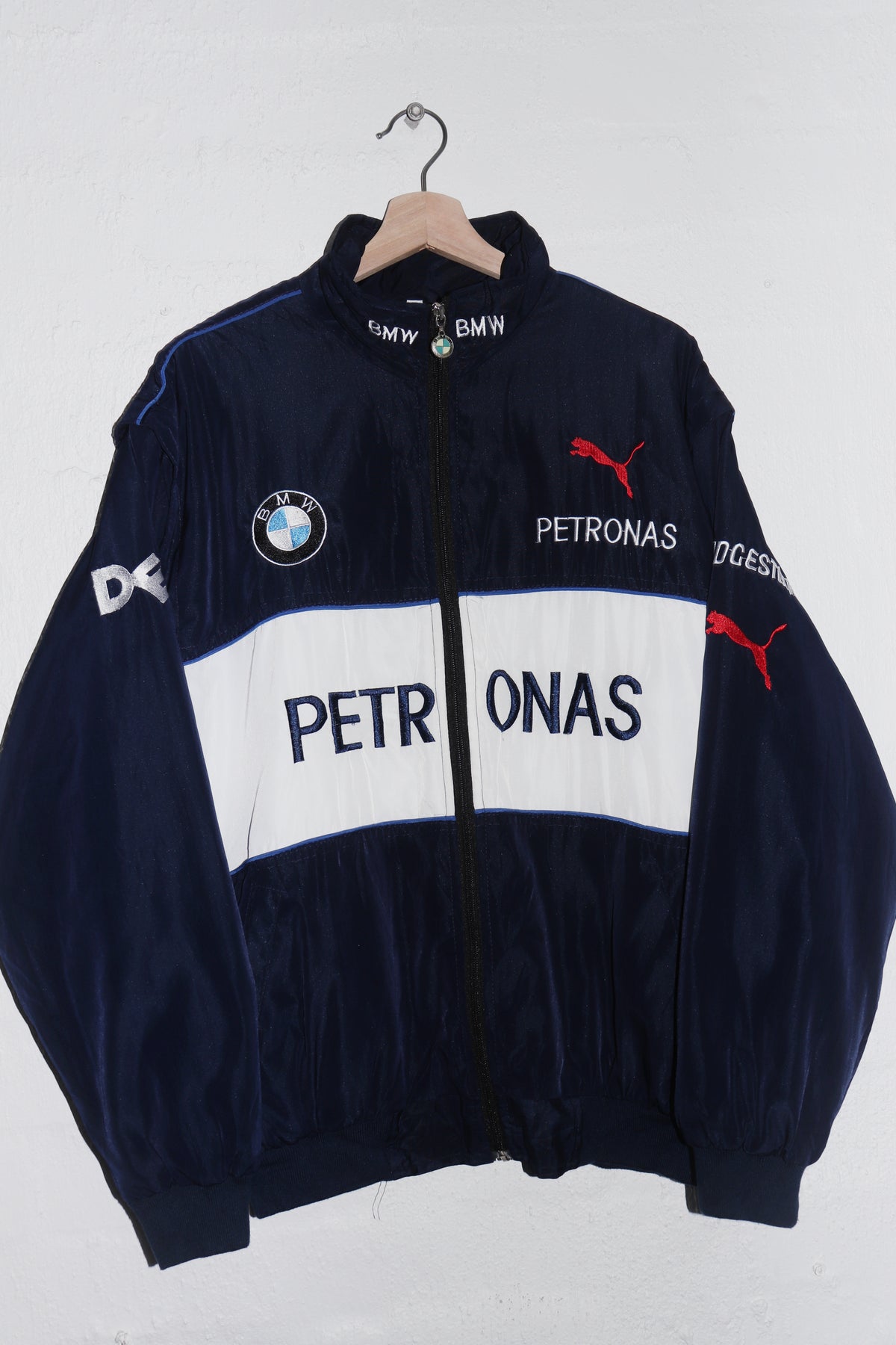 Vintage BMW Embroidered Patches Padded Racing Jacket (Rare) (M-L)