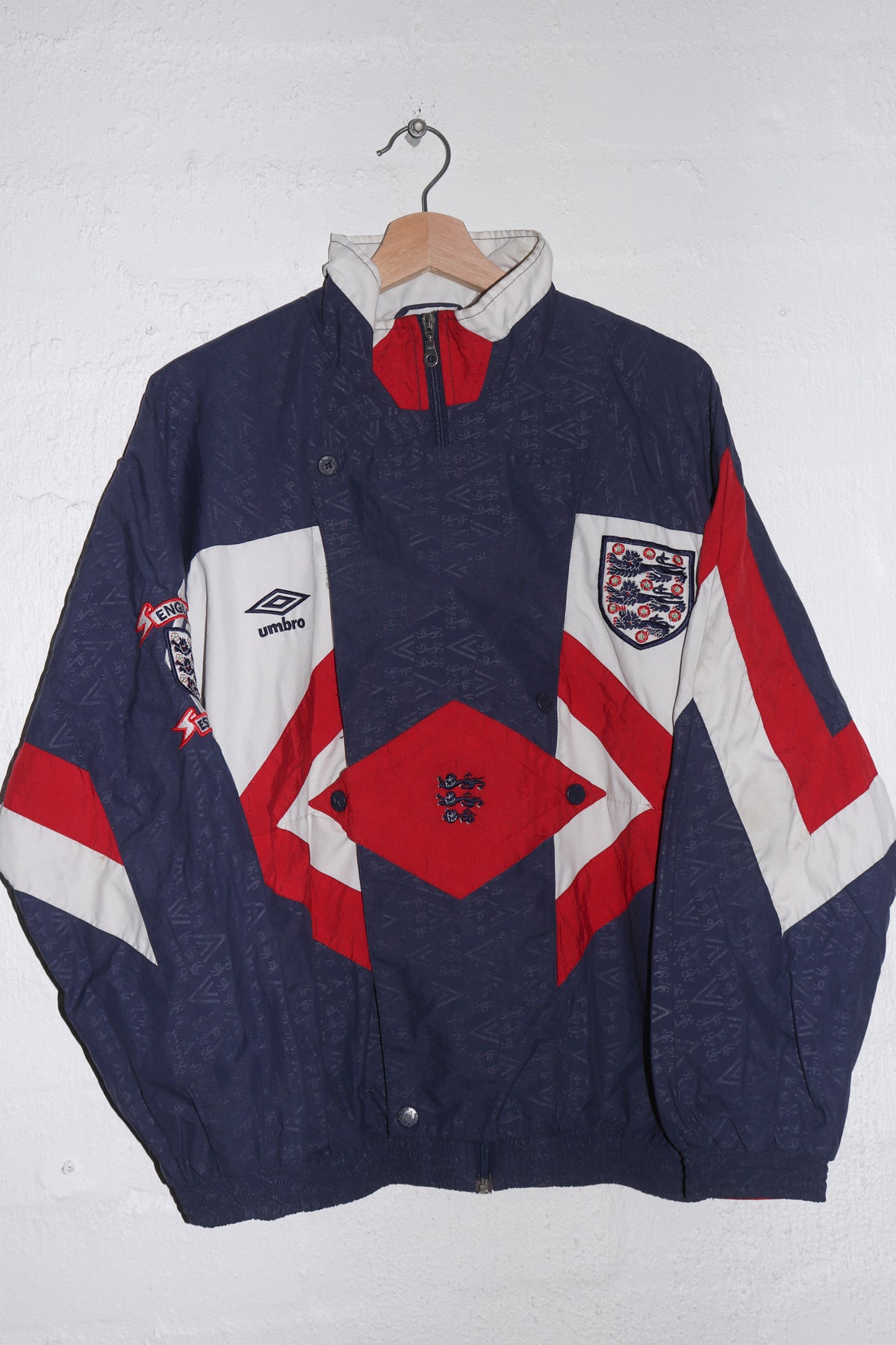 1990-92 Umbro England Football Training Drill Top Jacket Pullover (Very Rare) (M-L)