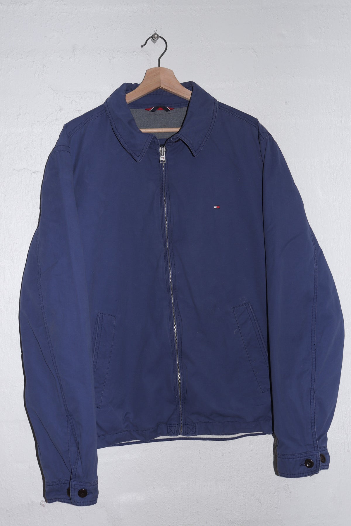 Tommy Hilfiger Embroidered Logo Blue Harrington Jacket (L-XL)