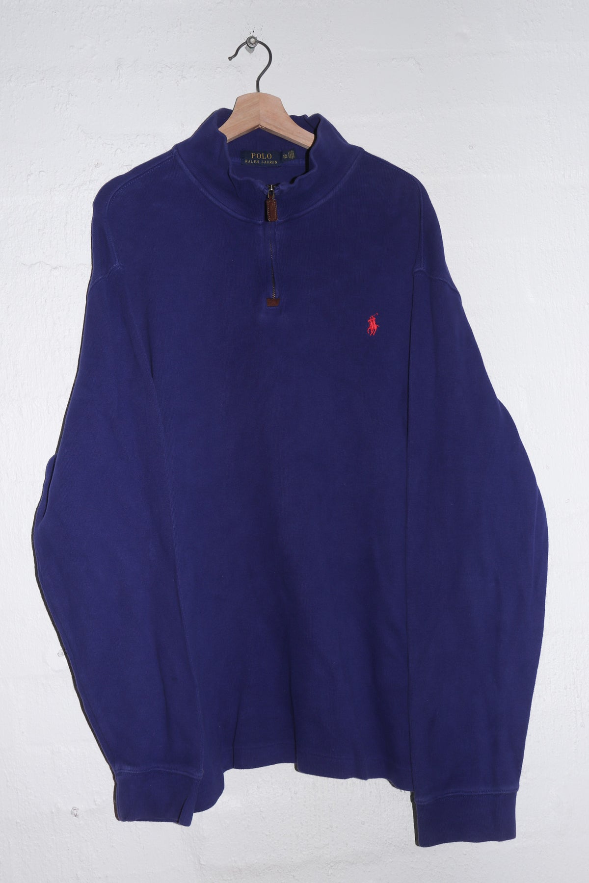 Polo Ralph Lauren Embroidered Logo Blue Knitted Quarter Zip Jumper (XL+)