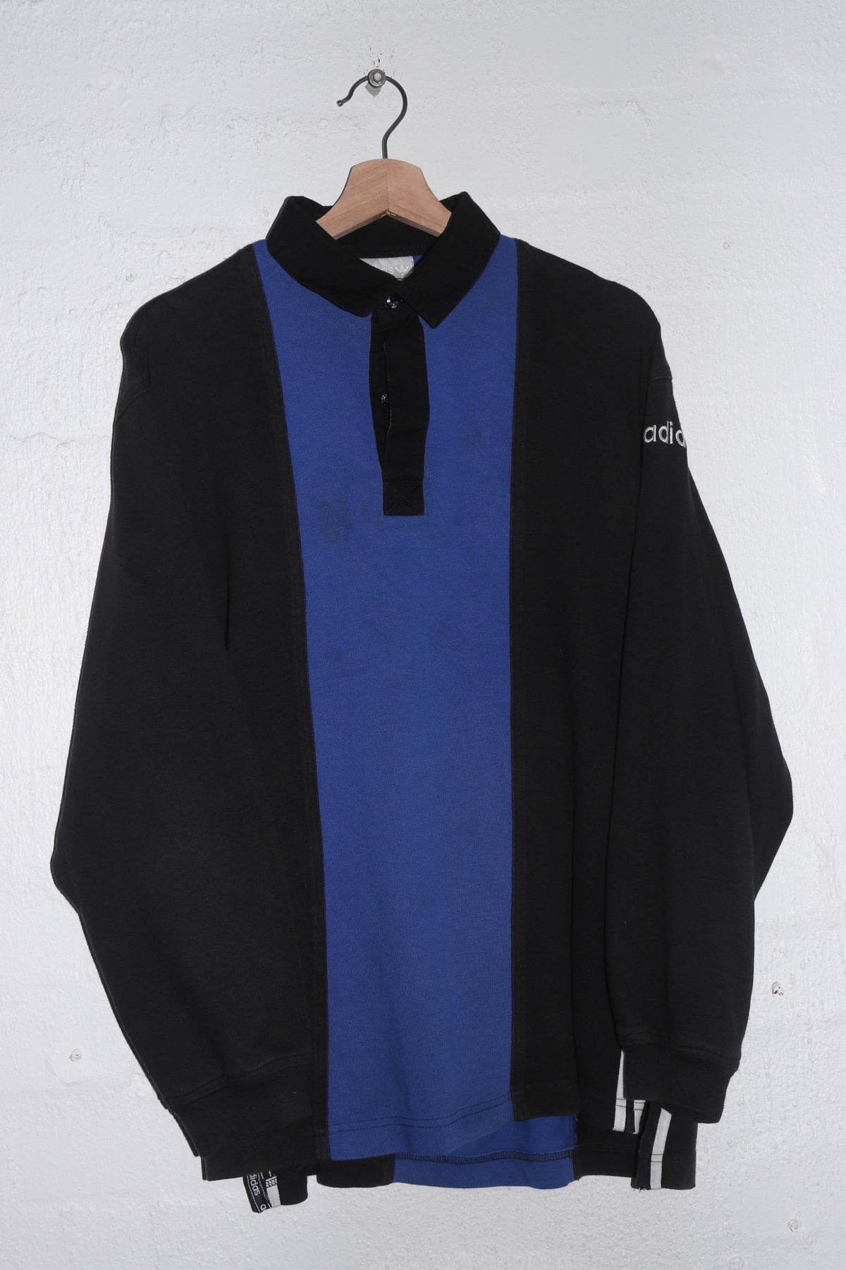 Vintage 90s Adidas Embroidered Logo Thick Rugby Long Sleeve Polo (M-L)
