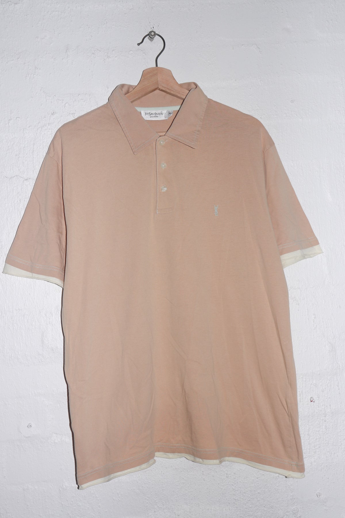 Vintage Yves Saint Laurent Embroidered Logo Sand Polo (L)