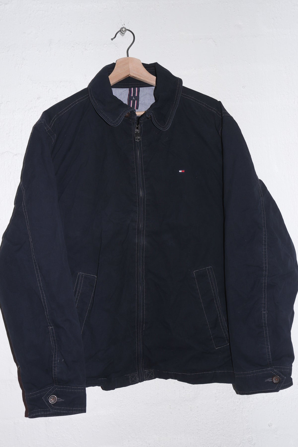 Tommy Hilfiger Embroidered Logo Navy Harrington Jacket (L)