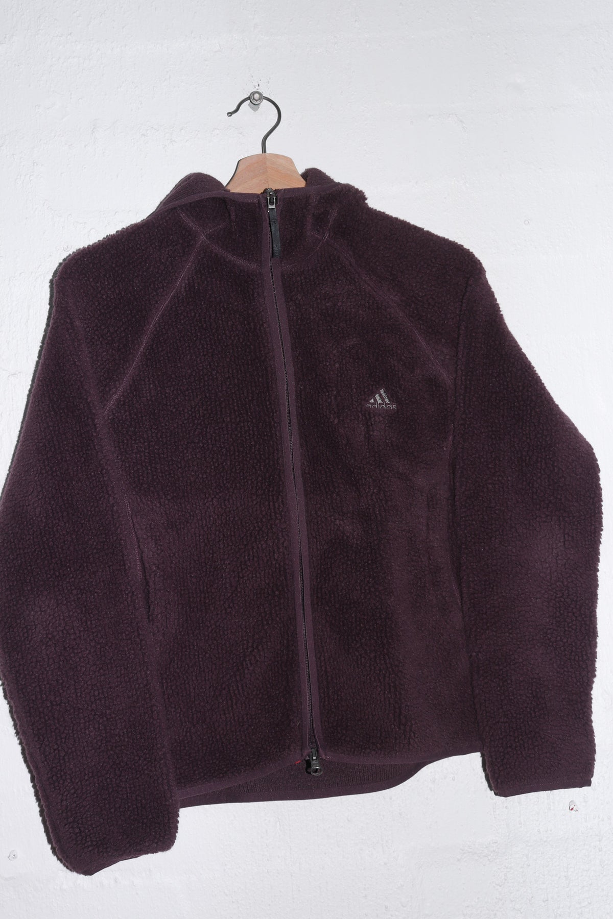 Old School Adidas Embroidered Logo Purple Fleece Jacket (M)
