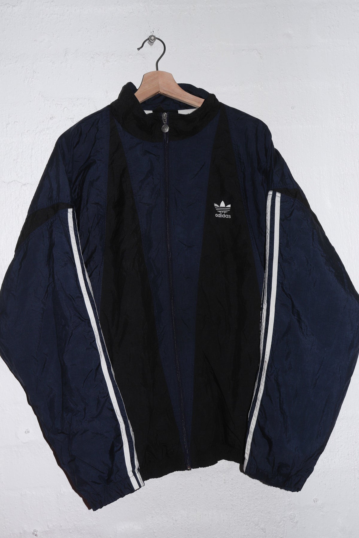 Vintage 90s Adidas Embroidered Logo Navy Track Jacket (L-XL)