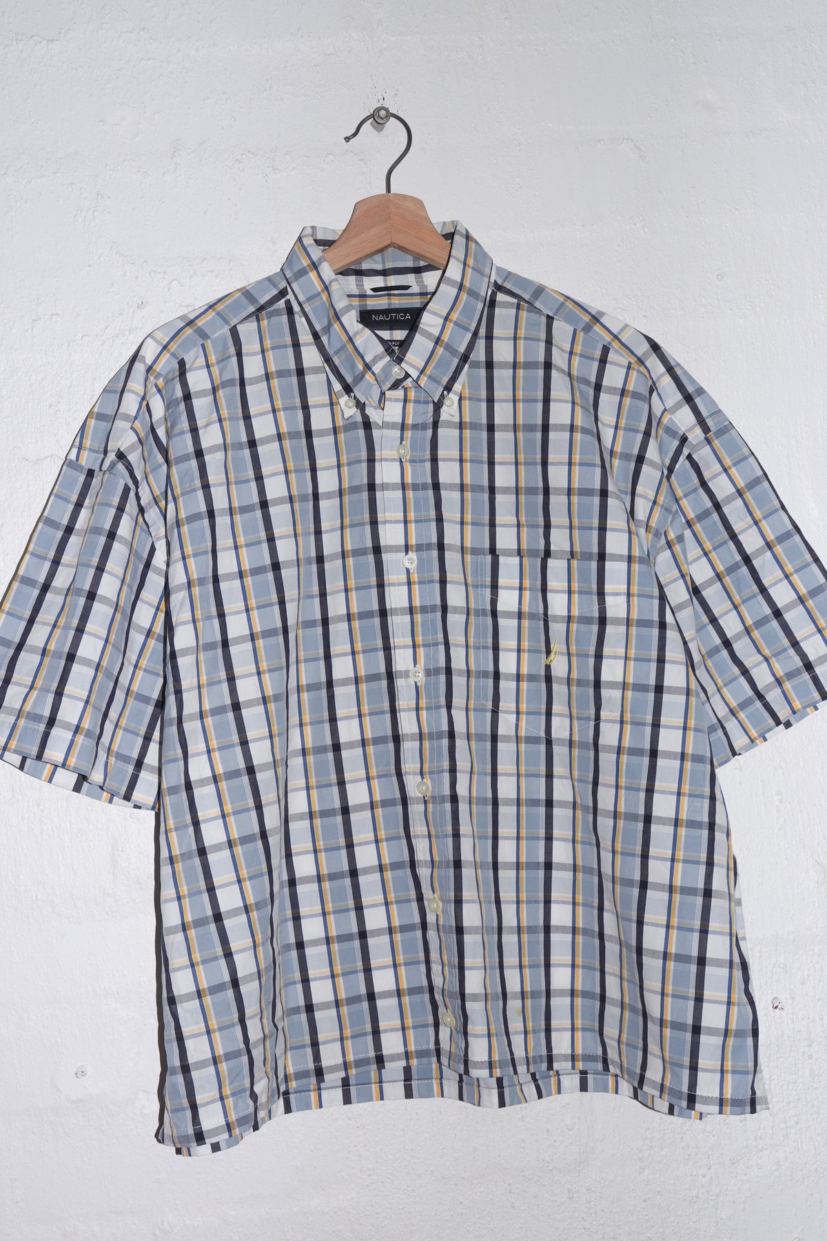 Nautica Logo Checkered Cropped Short Sleeve Shirt (L/XL)