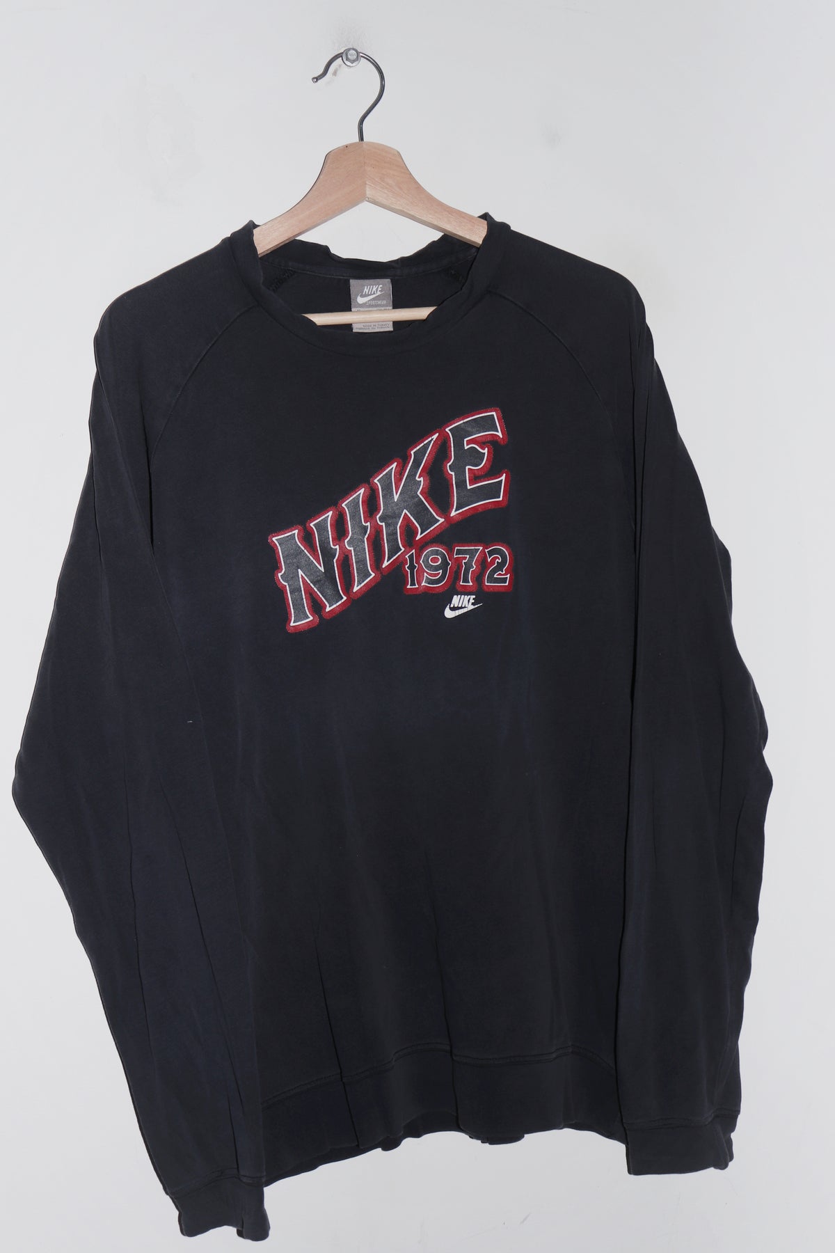 Vintage Nike Spellout Swoosh Graphic Faded Black Long Sleeve (L)