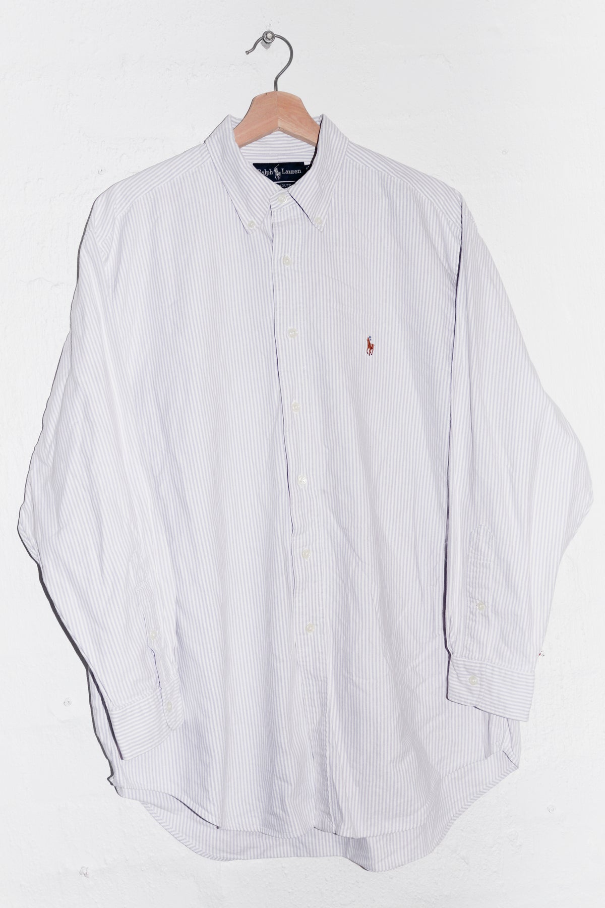 Vintage Polo Ralph Lauren Embroidered Logo Striped Button Up Shirt (L-XL)