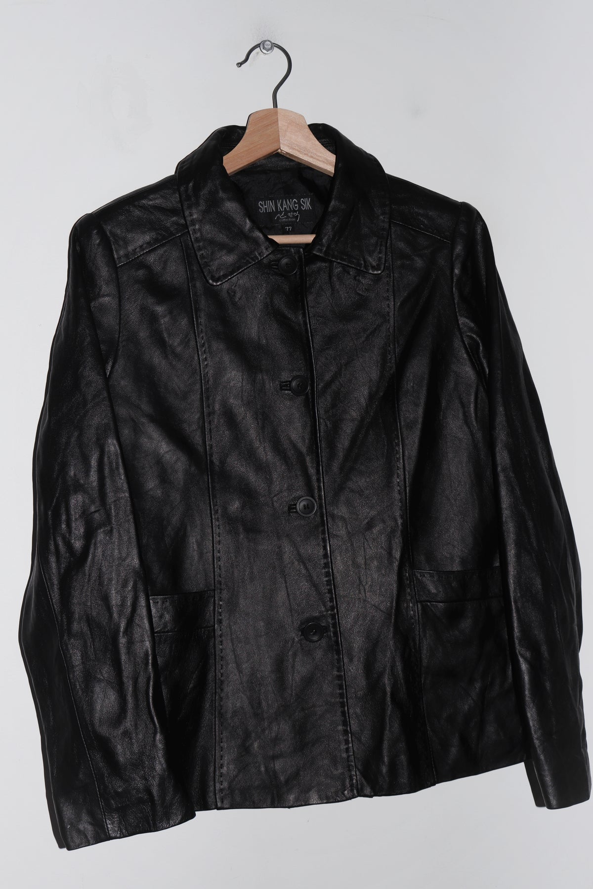 Old School Genuine Black Leather Jacket (M)
