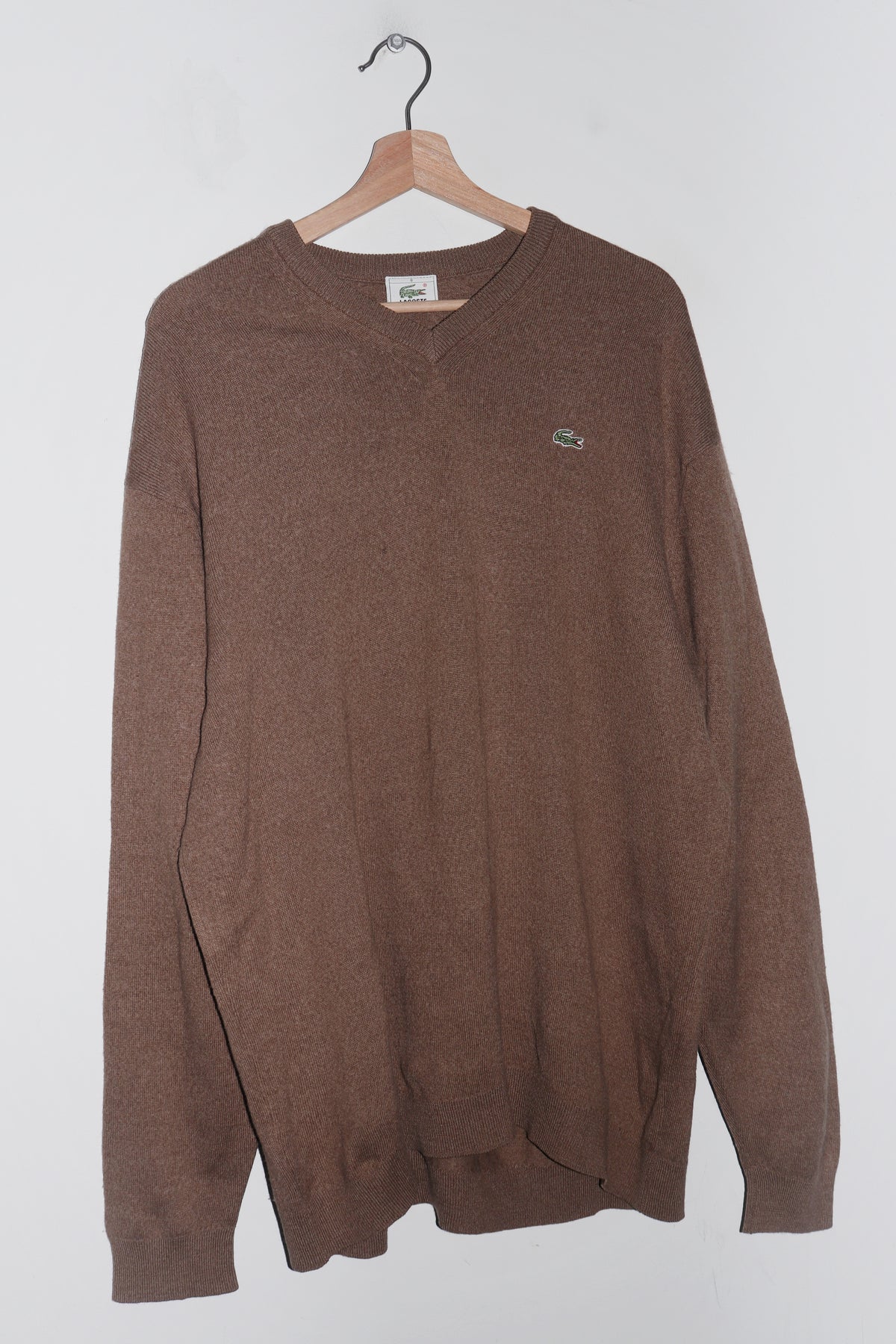 Vintage Lacoste Embroidered Logo Sand Wool Knitted Sweater (L-XL)