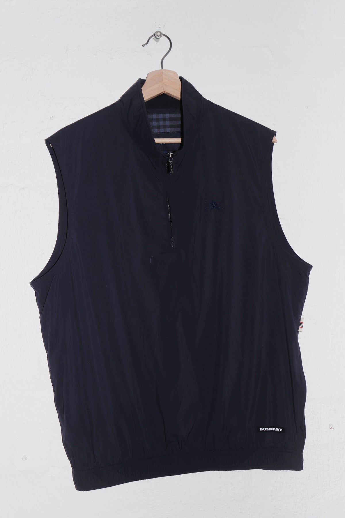 Vintage Burberry Golf Logo Navy Quarter Zip Vest (M-L)