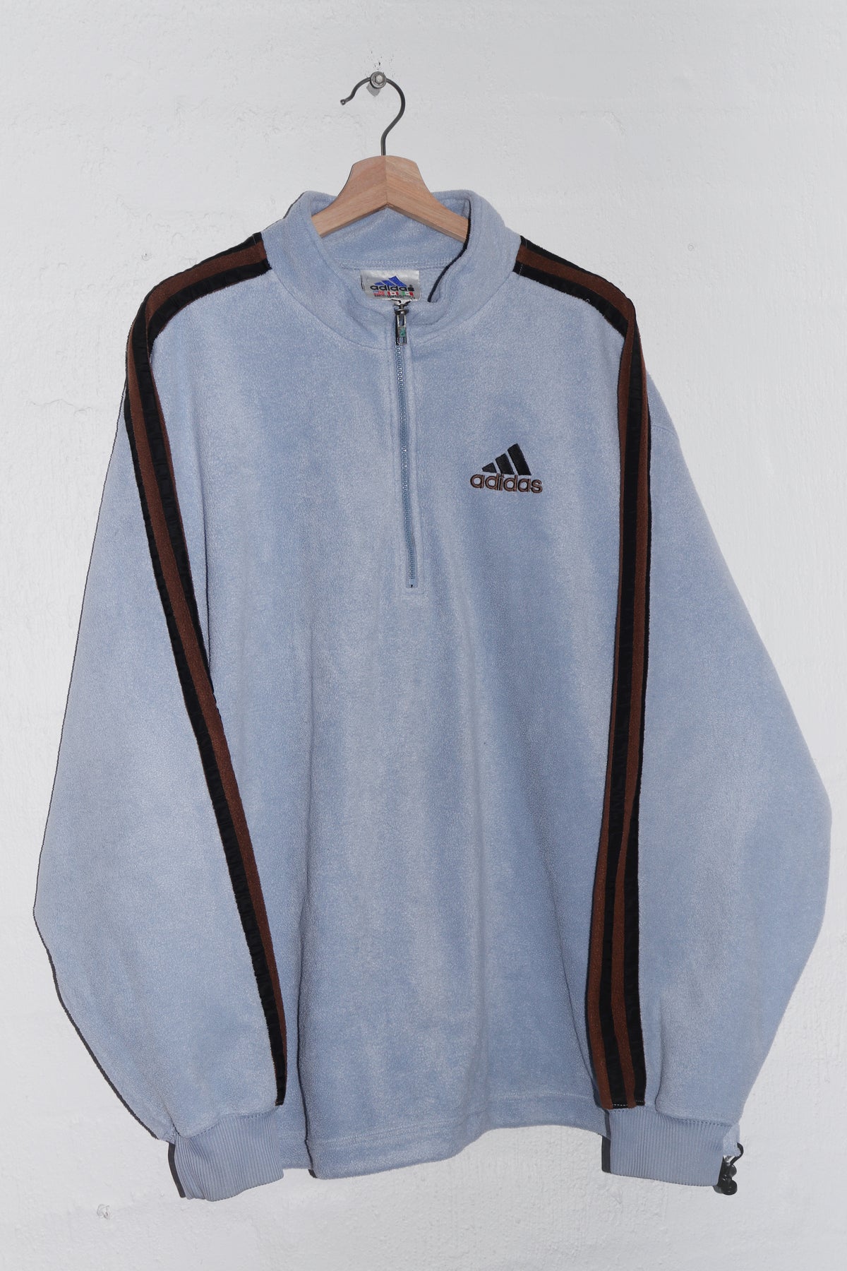 Vintage 90s Adidas Thick Fleece Quarter Zip Jumper (Rare) (XL)