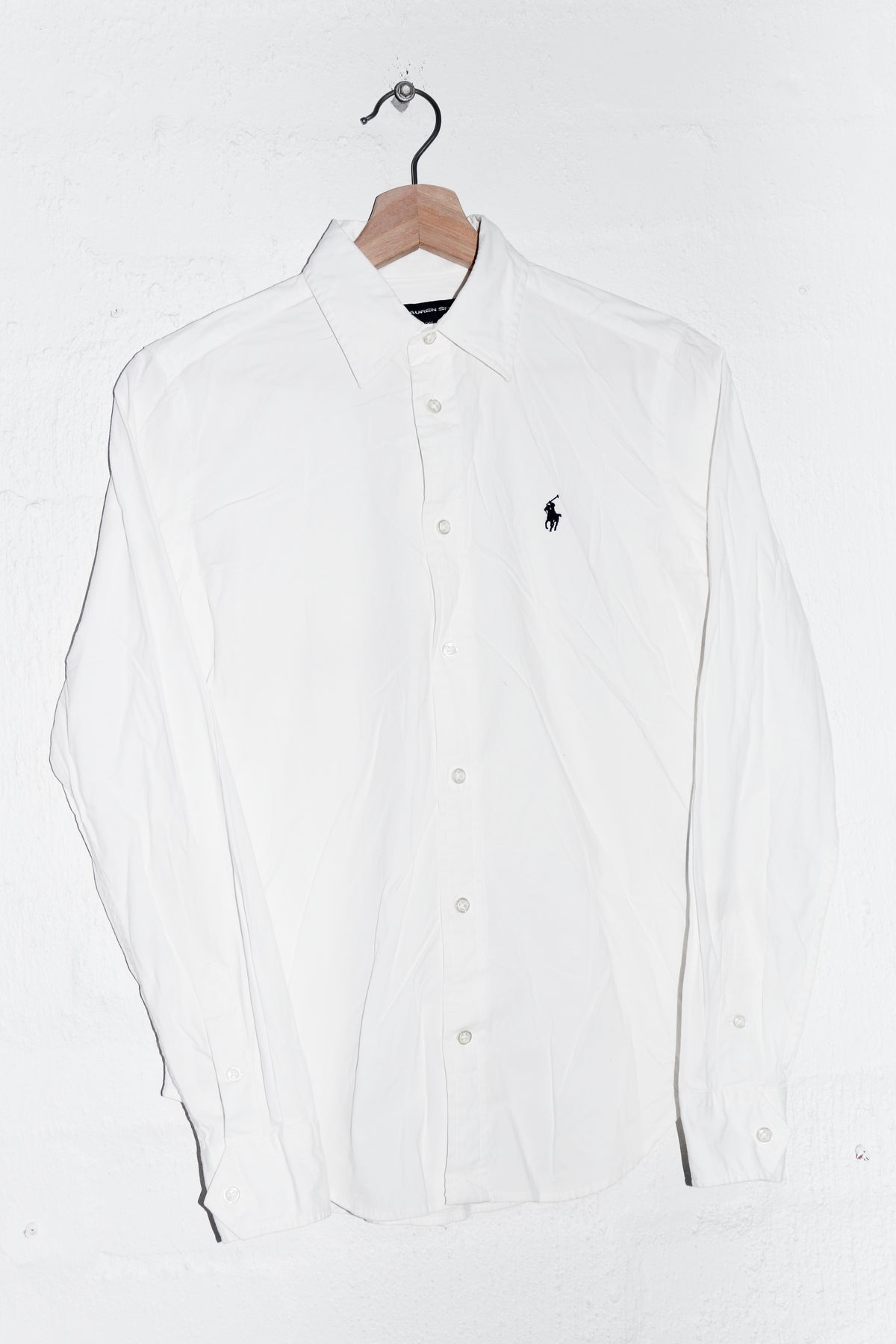 Vintage Polo Ralph Lauren Embroidered Logo White Button Up Shirt (M)