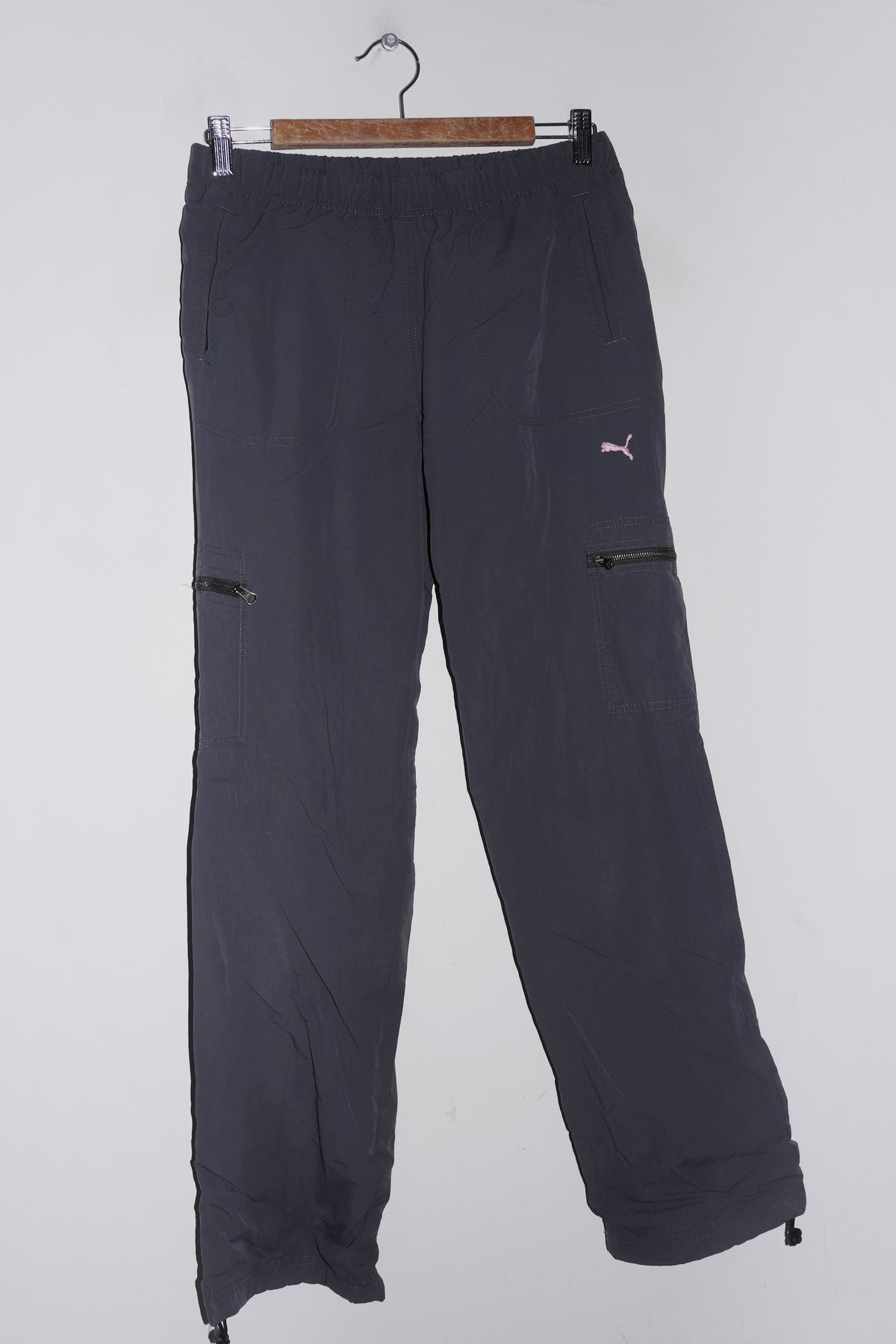 Old School Puma Embroidered Logo Dark Grey Track Pants (8-10)