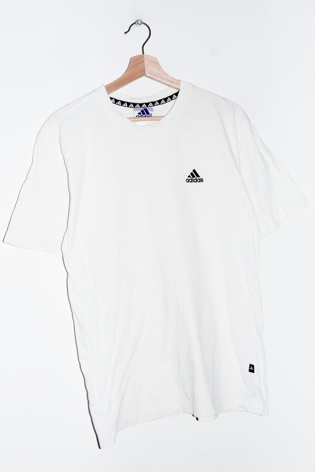 Vintage 90s Adidas Embroidered Logo White Tee (S/S-M)