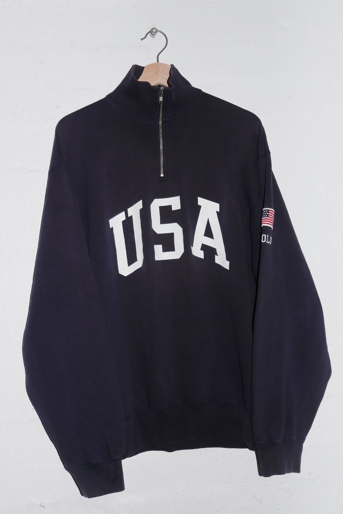 Vintage 90s Polo Sport USA Spellout Quarter Zip Jumper (Rare) (L)