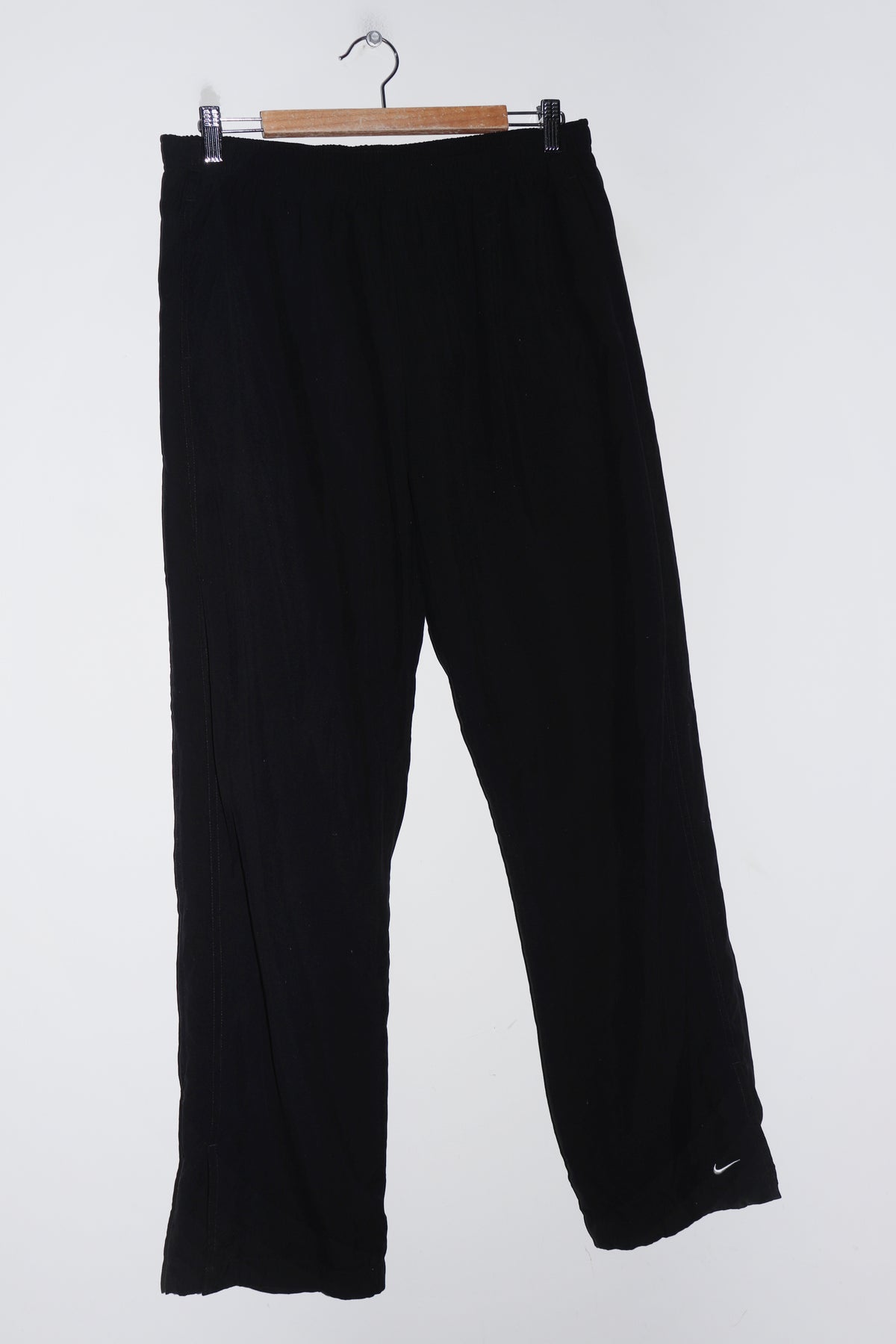 Vintage Nike Embroidered Mini Swoosh Black Track Pants (8-12)