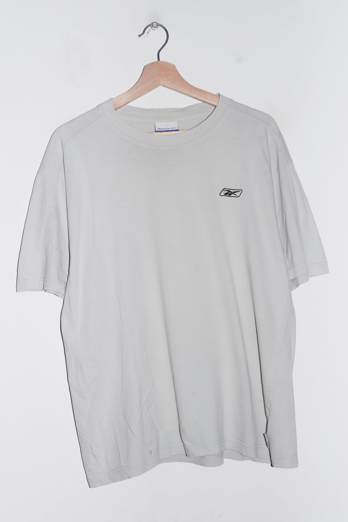 Vintage Reebok Embroidered Logo Stone Grey Tee (M)