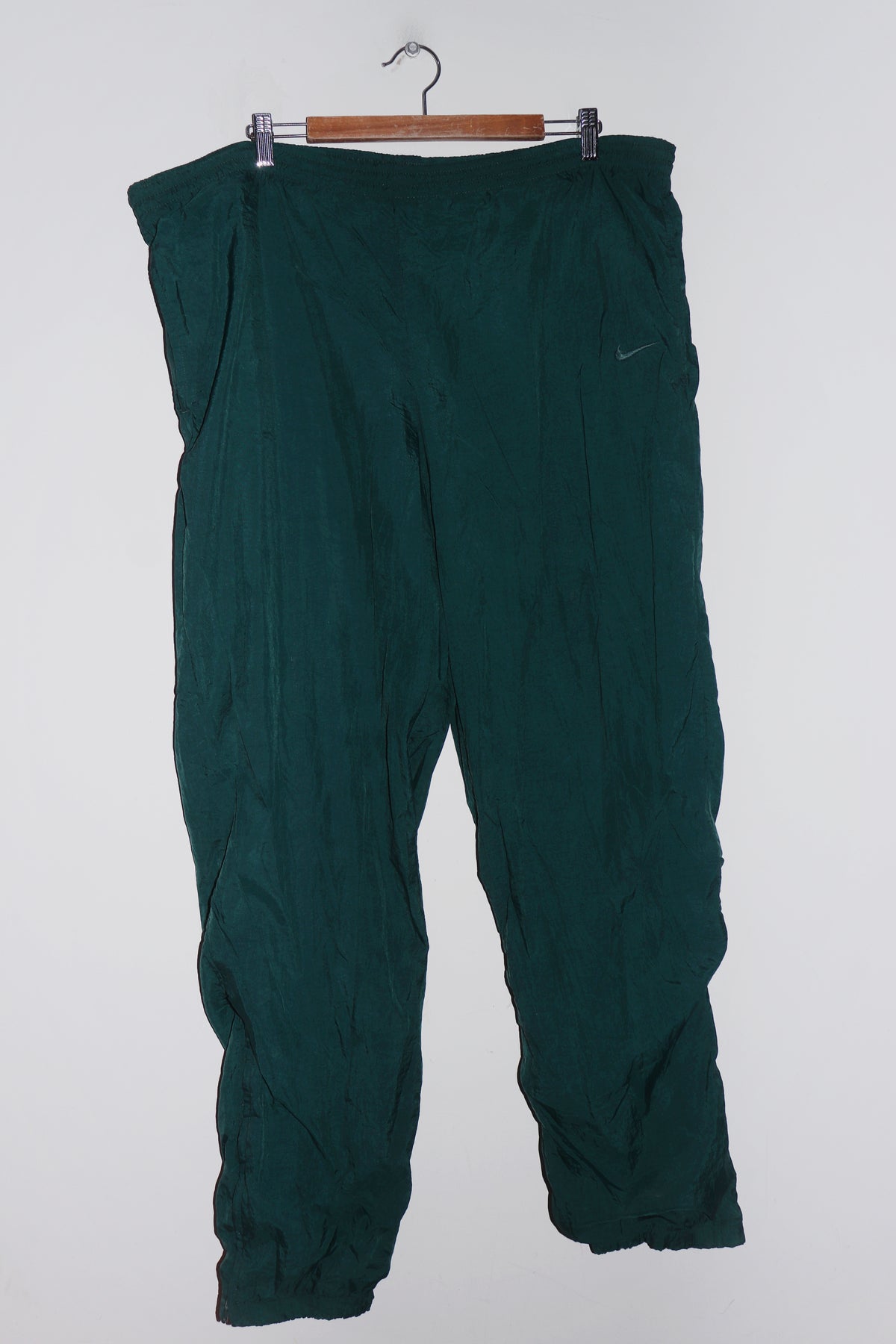 Vintage 90s Nike Embroidered Mini Swoosh Forest Green Track Pants (38-42)
