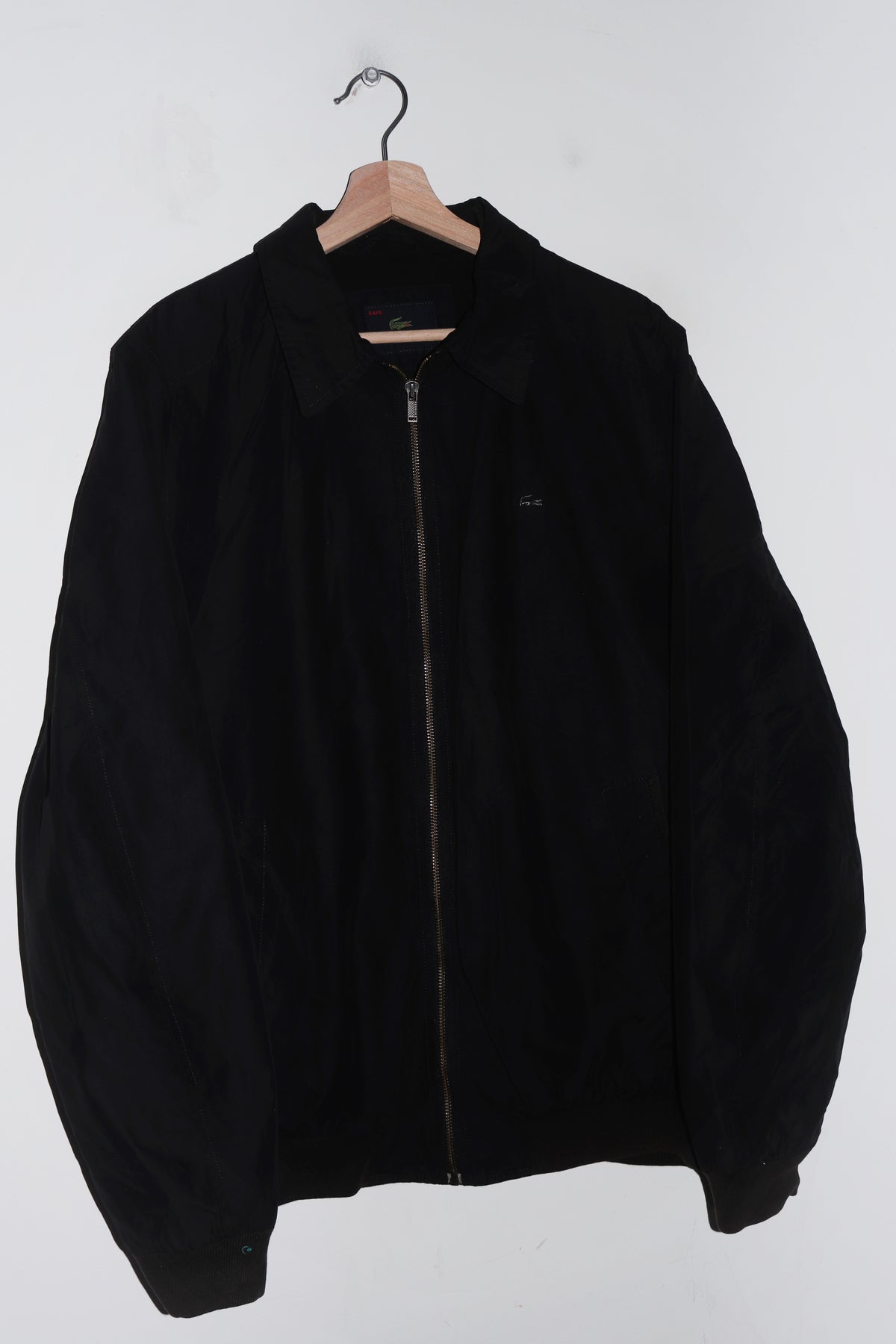 Vintage 90s Lacoste Metal Logo Black Harrington Jacket (L)