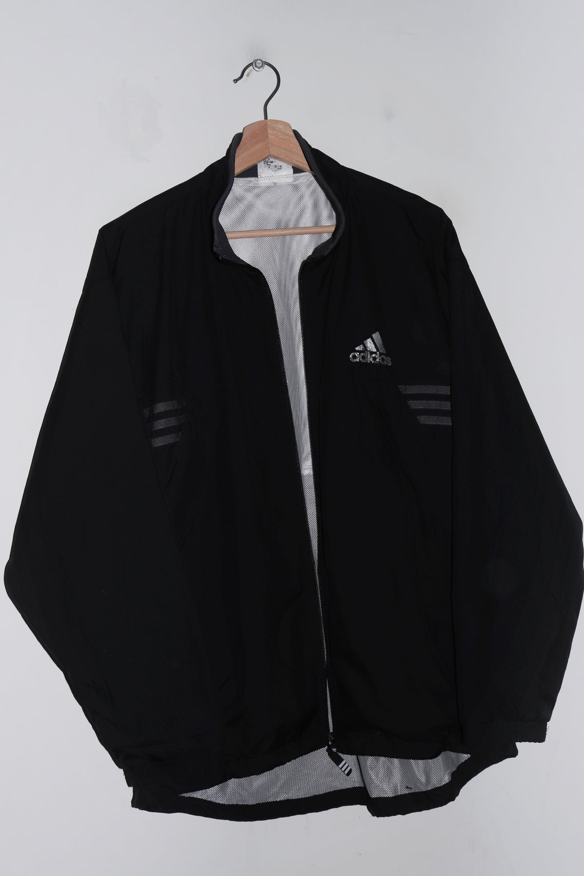 Vintage 90s Adidas Silver Logo Black Track Jacket (1999) (M)