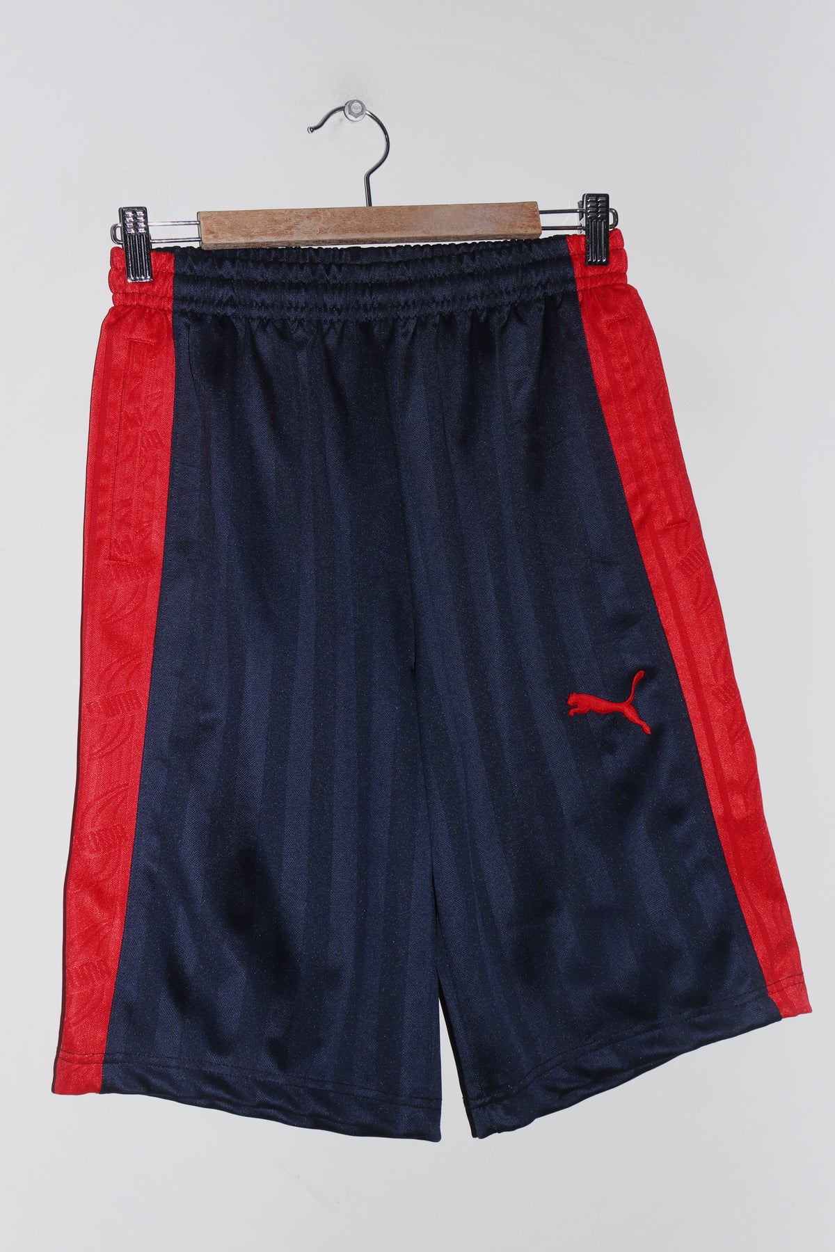 Vintage Puma Embroidered Logo Navy Track Shorts (28-30/8-10)