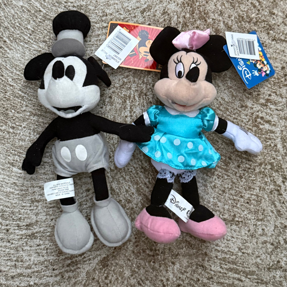 (DEADSTOCK) Disney Mickey Mouse + Minnie Mouse Plush Stuffed Toy Set