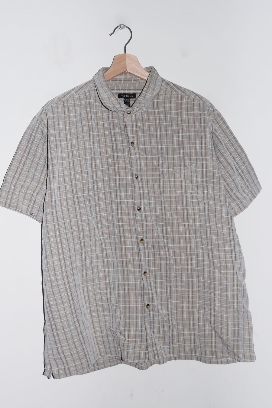 Old School Sand Checkered Cropped Short Sleeve Shirt (M/L)