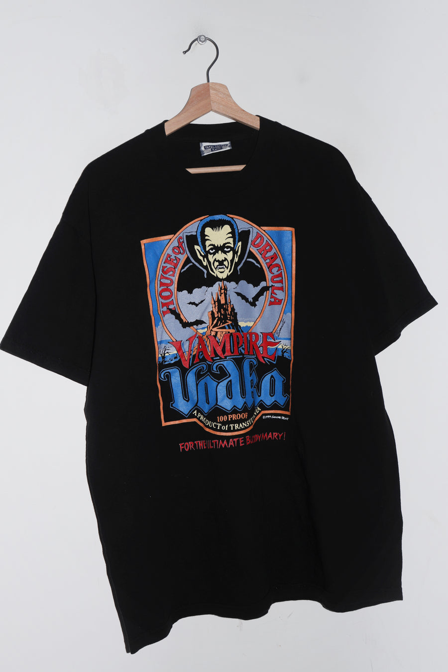 Vintage 90s Vampire Vodka Graphic Black Tee (1999) (L-XL)