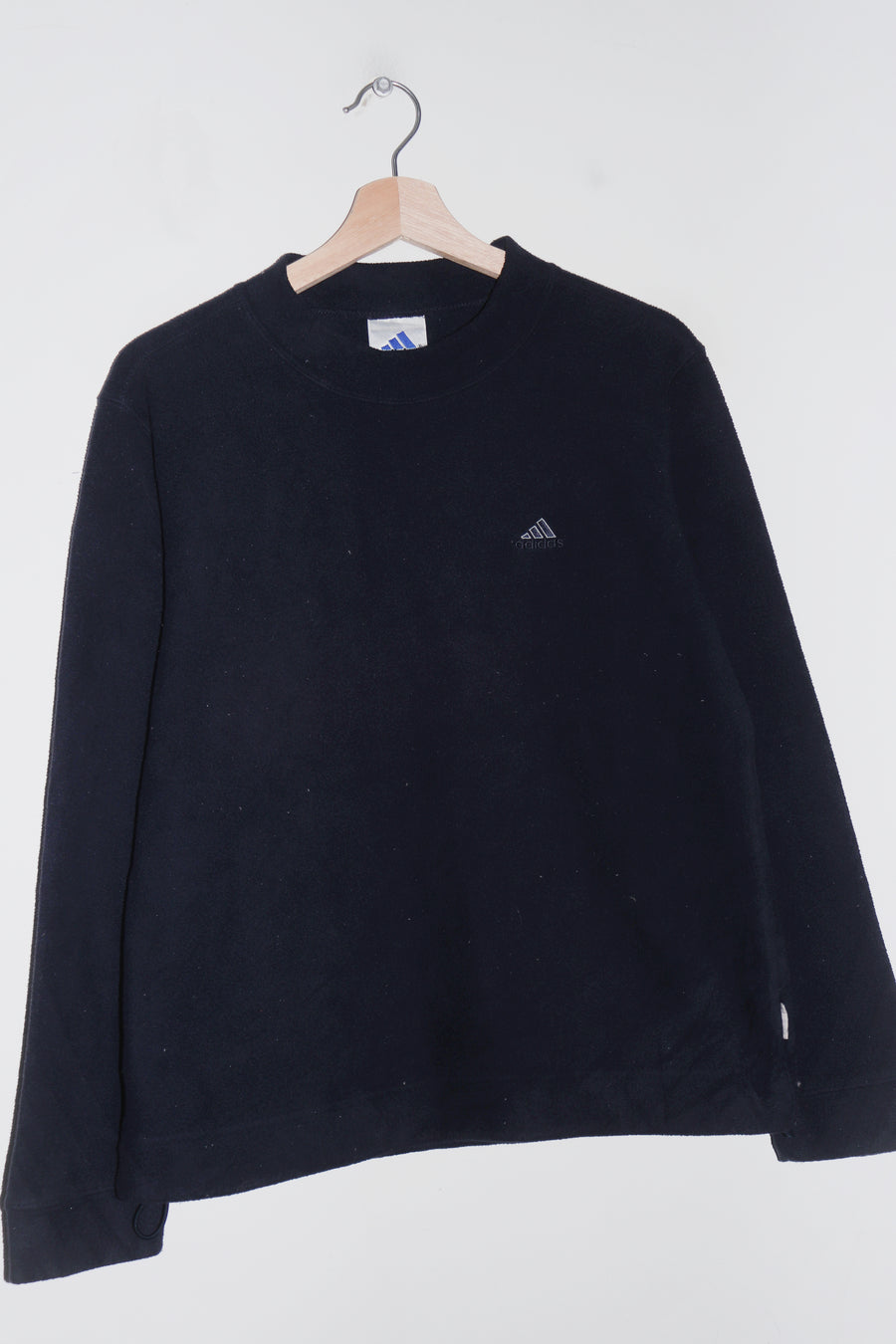 Vintage Adidas Embroidered Logo Navy Fleece Jumper (2001) (M-L)